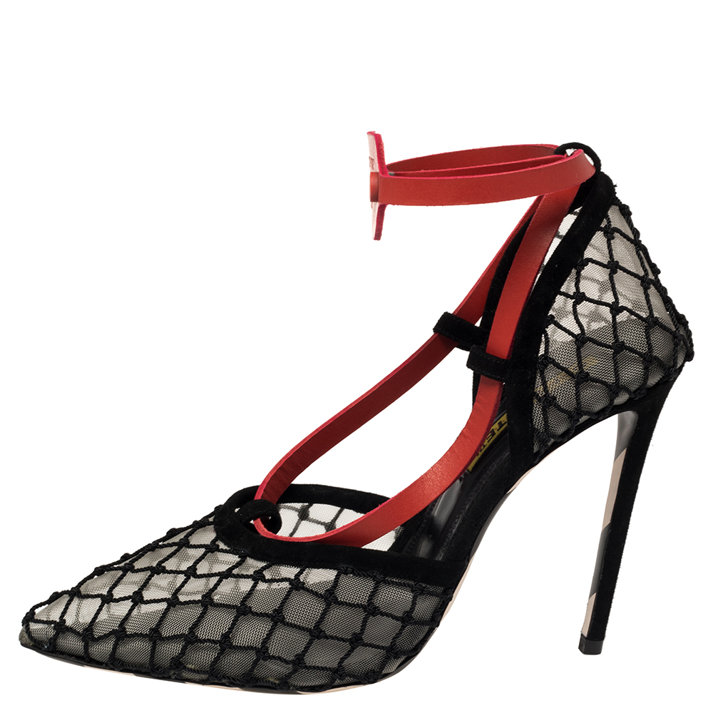 

Off-White Black Zip-tie Mesh And Suede D'orsay Pumps Size