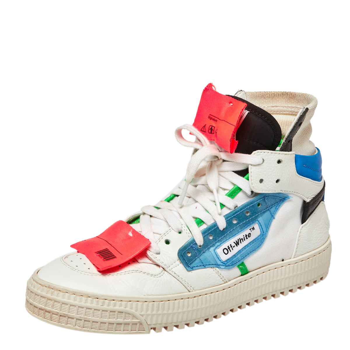Off-White Multicolor Leather And Canvas Off Court High Top Sneakers Size 39