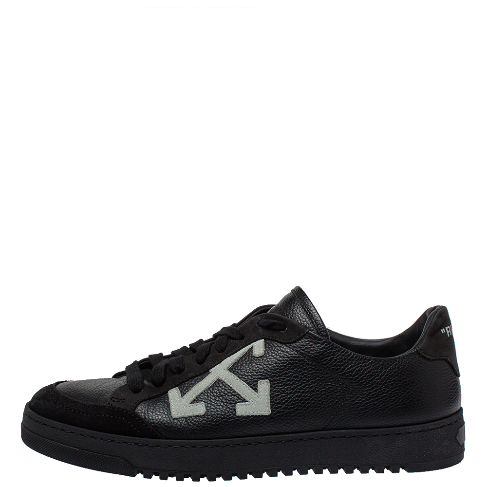 

Off White Black Leather And Suede Low-Top Sneaker Size