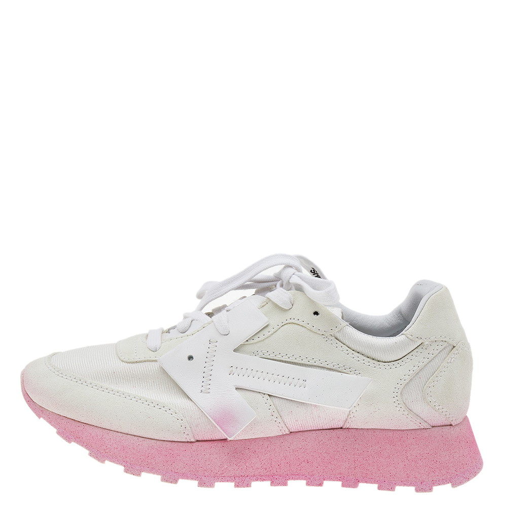 

Off-White White Leather, Nylon, and Suede Degrade HG Runner Sneakers Size