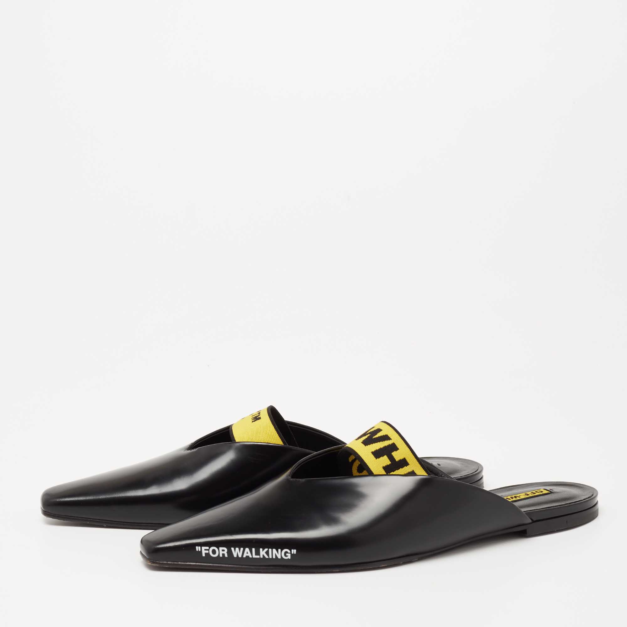 

Off-White Black Leather Mule Sandals Size