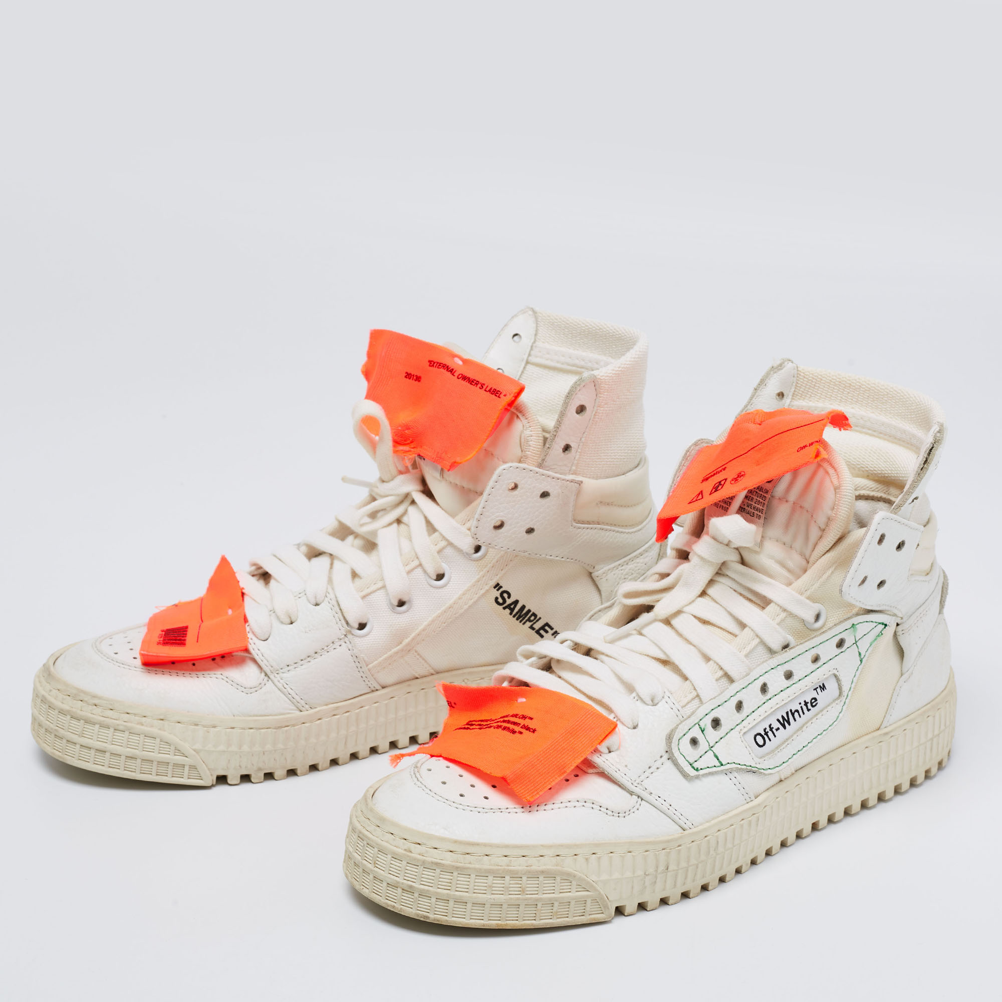 

Off-White White Leather Off Court 3.0 High Top Sneakers Size