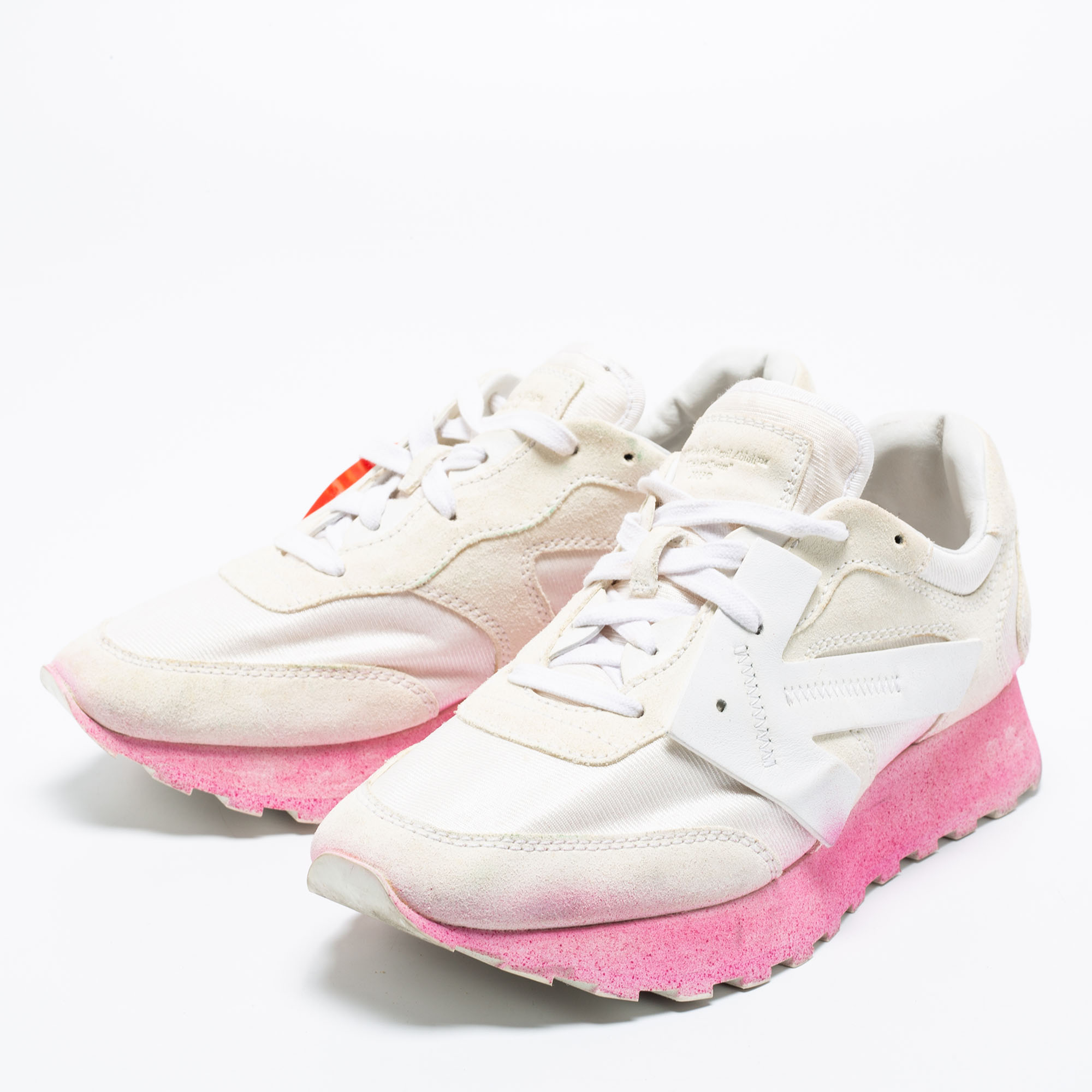 

Off-White White Fabric and Suede Degrade HG Runner Sneakers Size