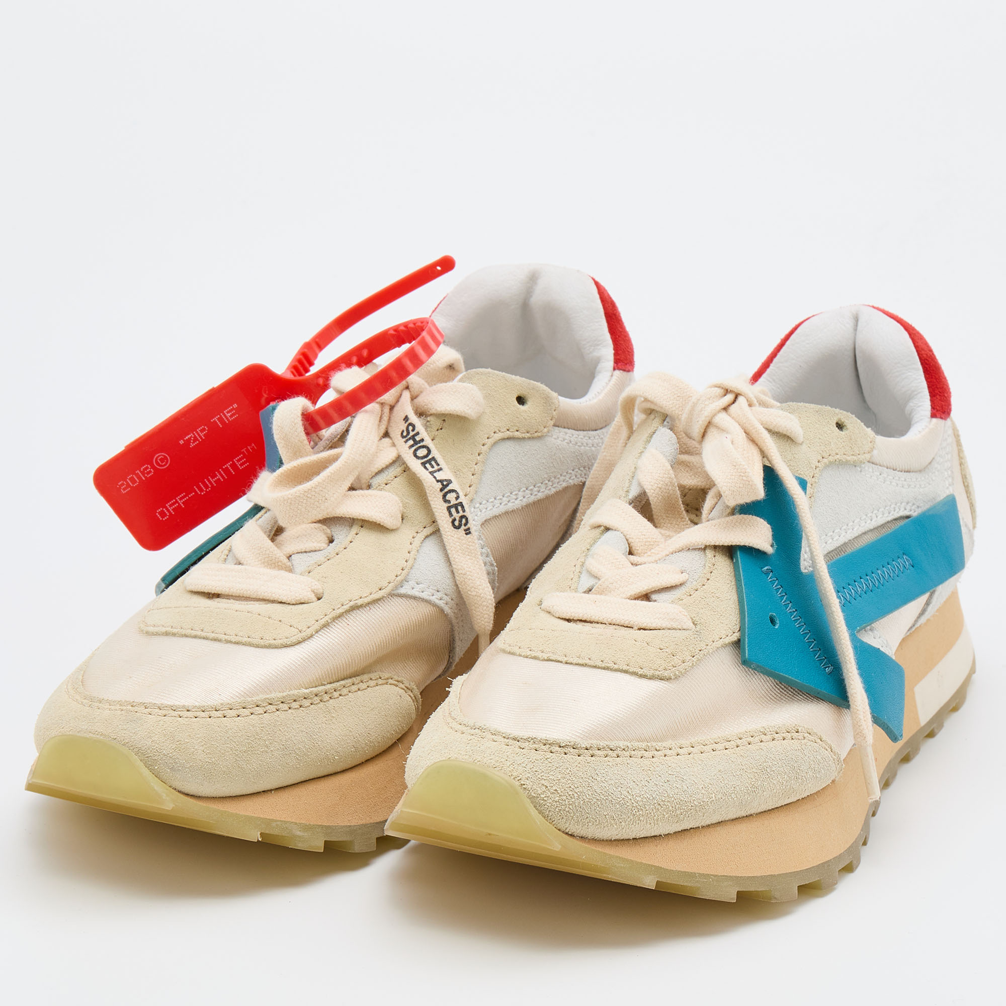 

Off-White Multicolor Suede and Leather Runner Arrow Low Top Sneakers Size