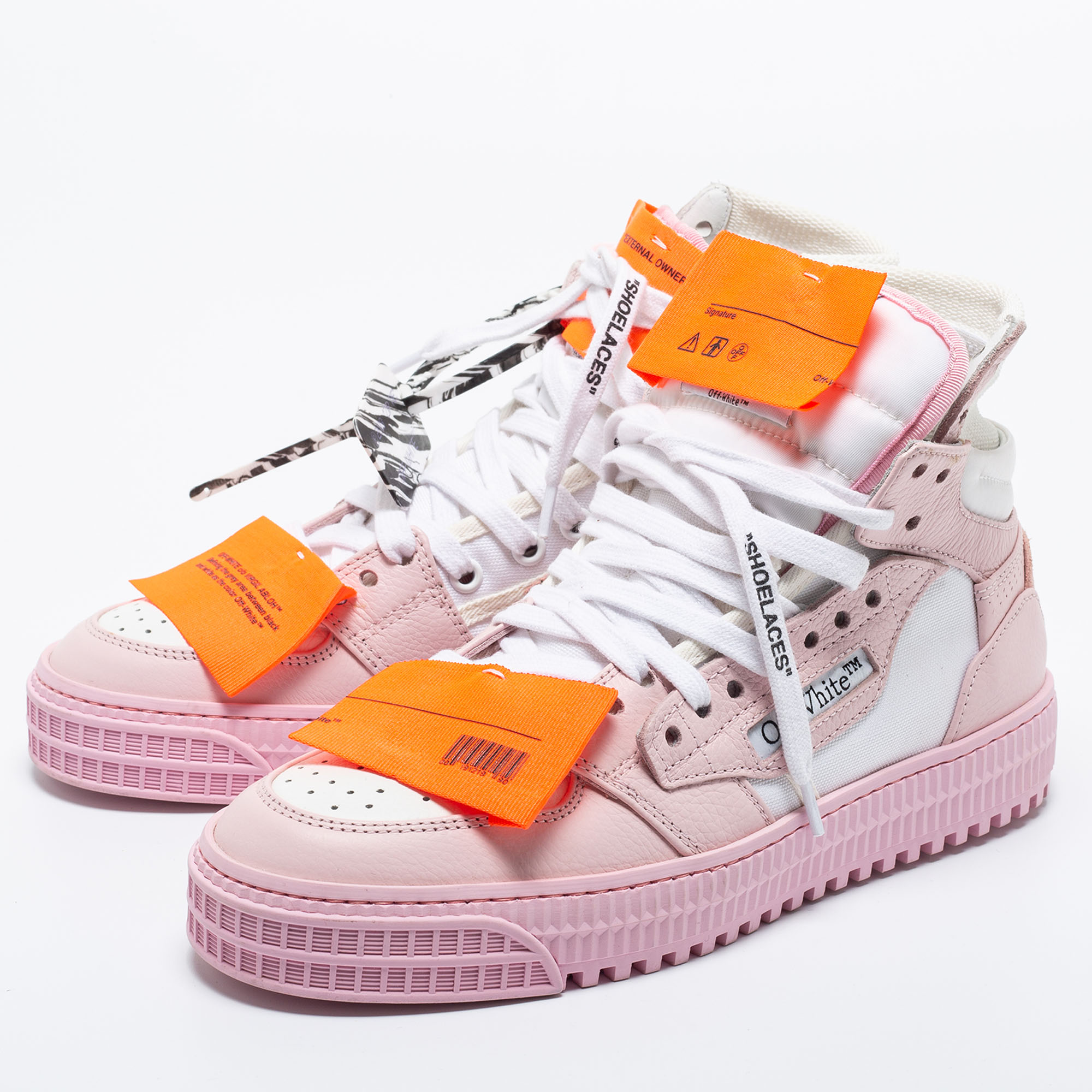 

Off-White Pink/White Canvas and Leather Off Court Sneakers Size