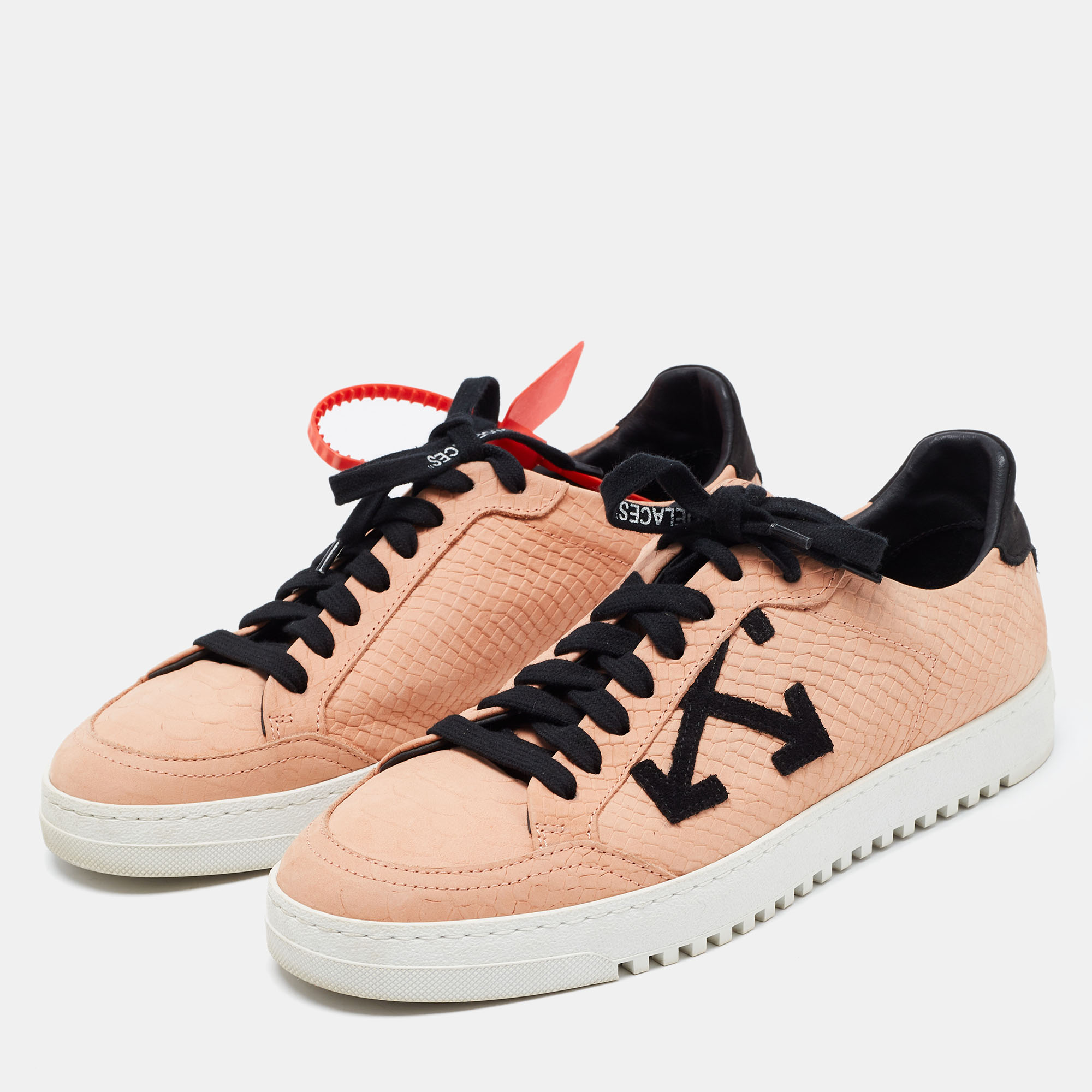 

Off-White Pink Python Embossed Leather Low 2.0 Sneakers Size