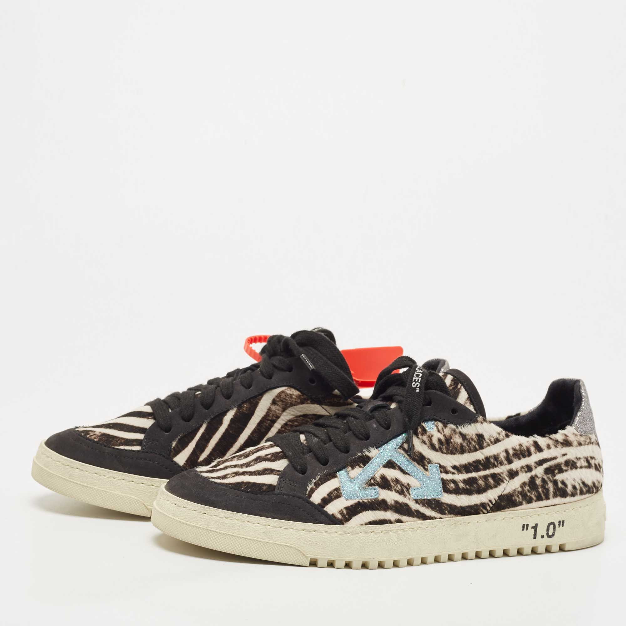 

Off-White Black Suede and Calf Hair Low-top Zebra Arrow Sneakers Size, Multicolor
