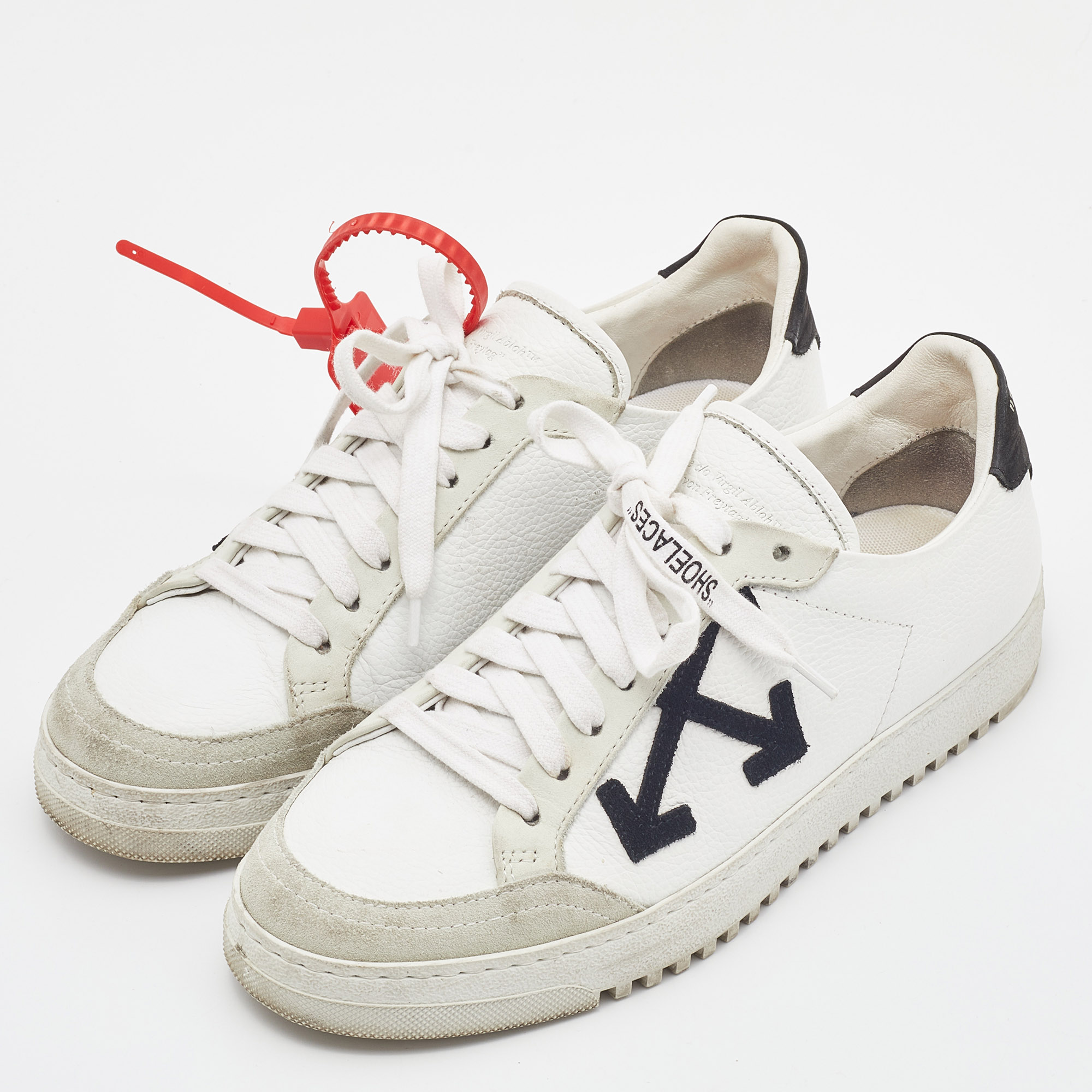 

Off-White White/Black Leather and Suede 2.0 Low Top Sneakers Size