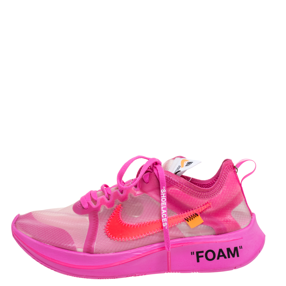 

Off White x Nike Pink Translucent Nylon The 10 Nike Zoom Fly Sneakers Size
