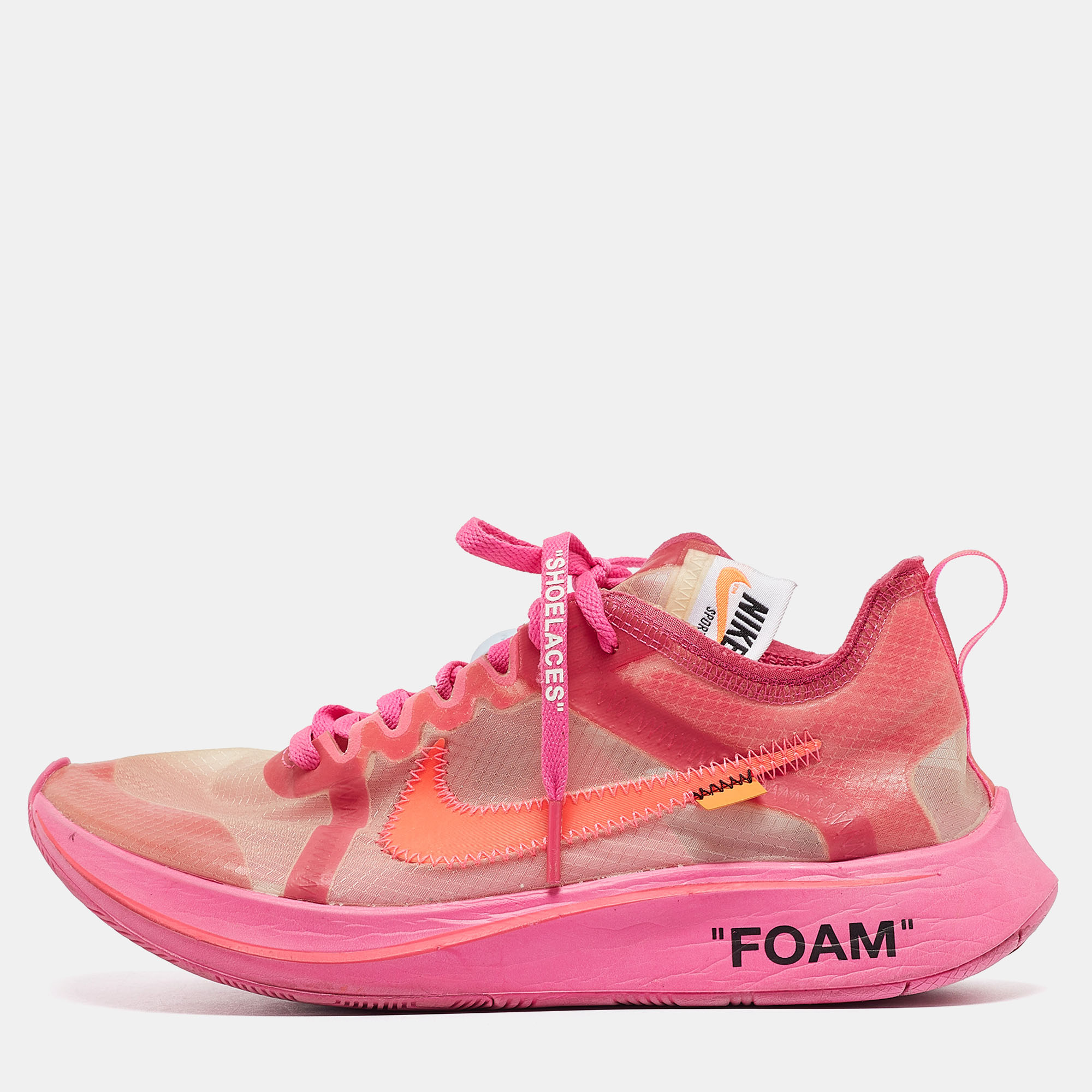 

Off-White x Nike Pink Mesh Zoom Fly Low Top Sneakers Size