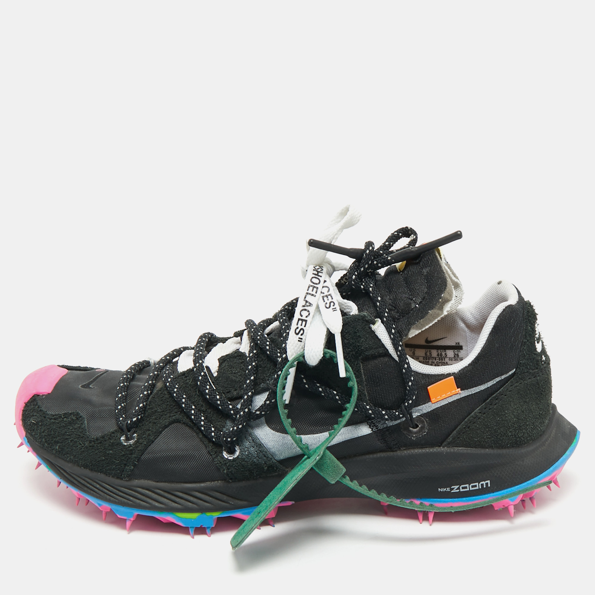 

Off-White x Nike Black Nylon and Suede Waffle Racer Lace Up Sneakers Size