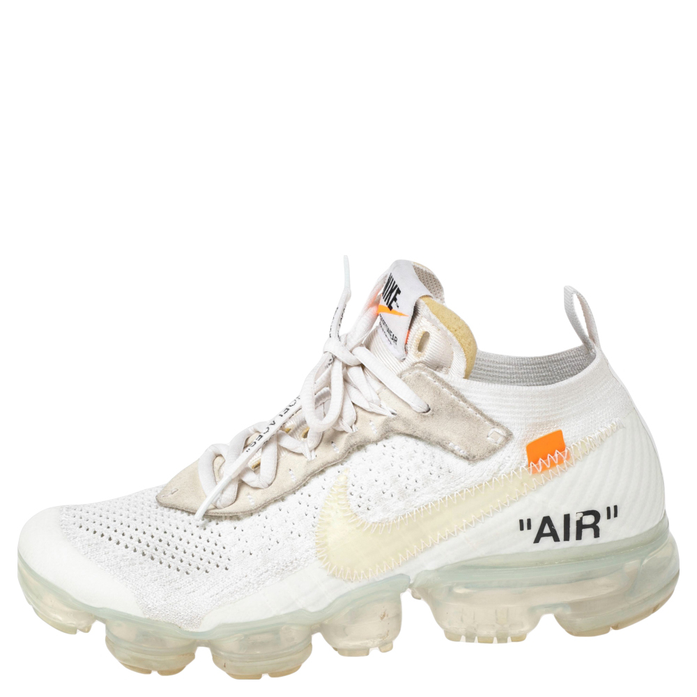 

Nike x Off-White White Knit Fabric And Suede Air Vapormax Sneakers Size