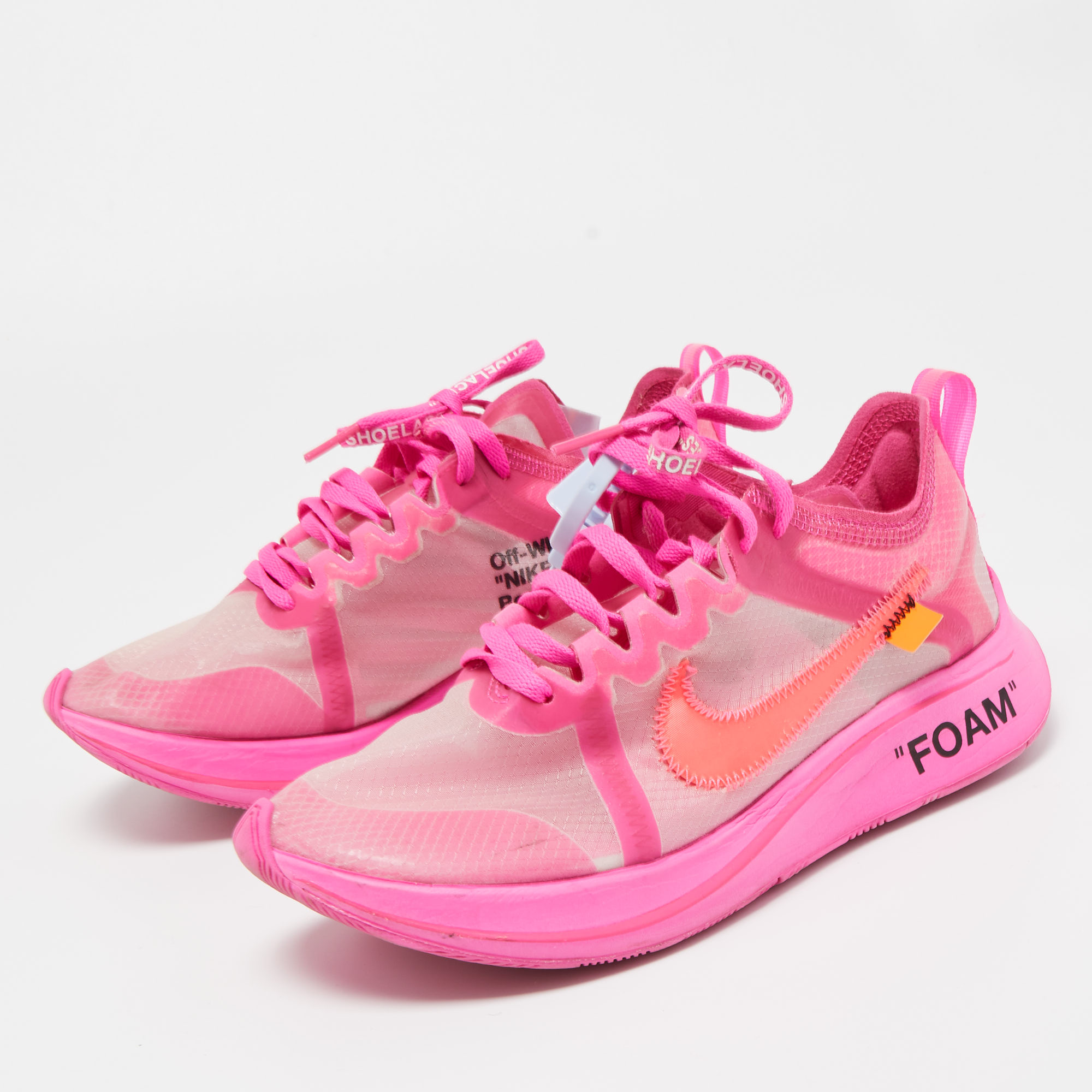 

Off-White x Nike Pink Mesh Zoom Fly Low Top Sneakers Size
