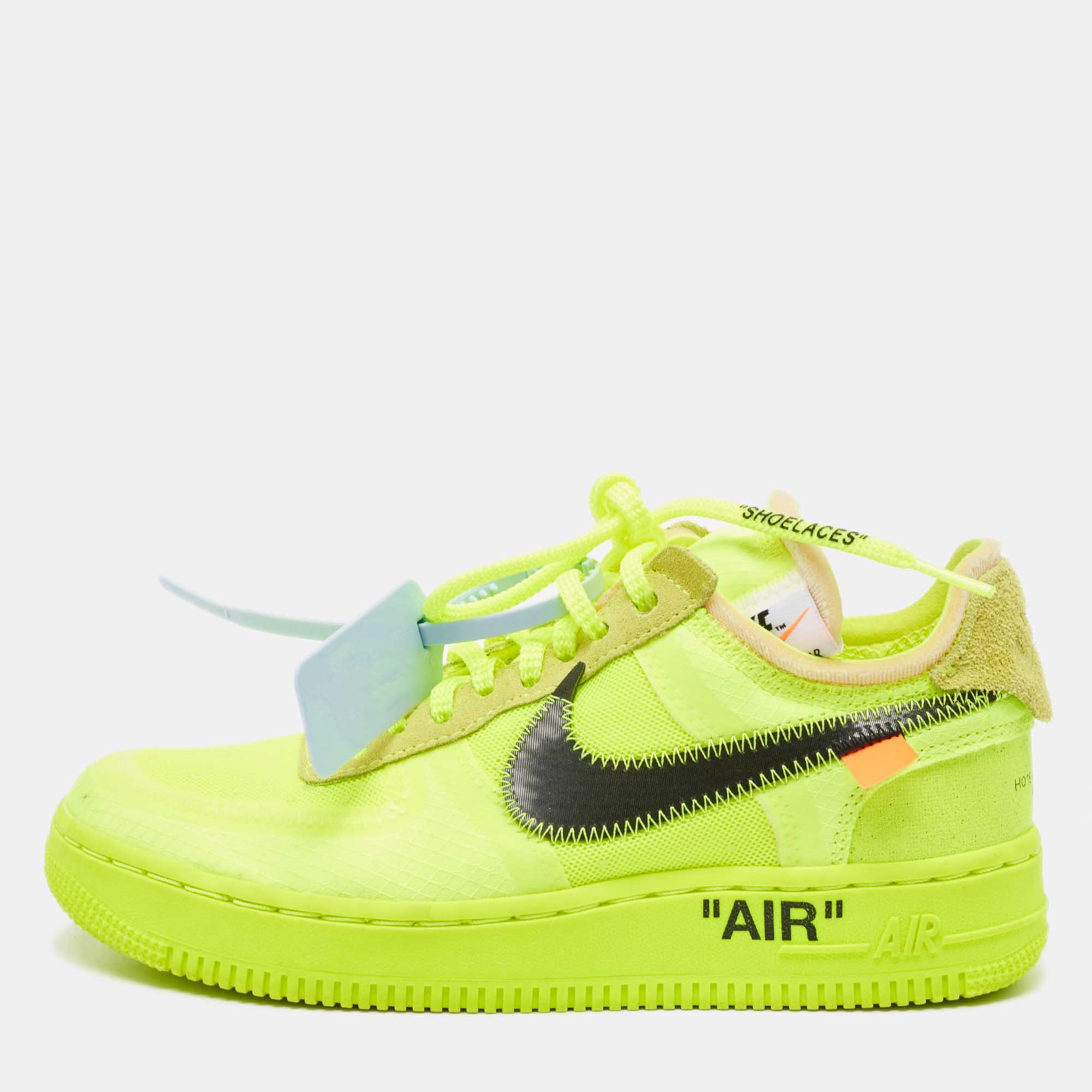 

Off-White x Nike Green Mesh and Suede Force 1 Low White Volt Sneakers Size