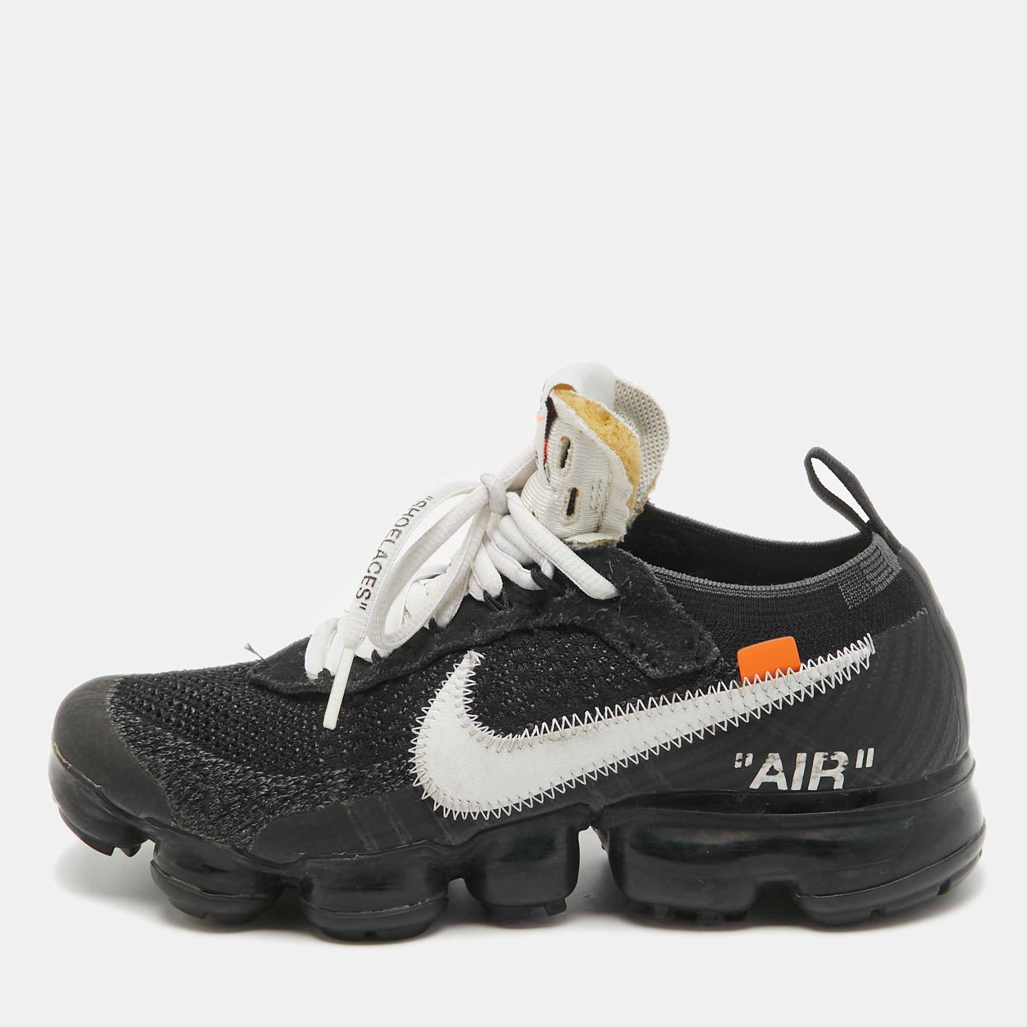 

Off-White x Nike Black Knit Fabric and Suede Air Vapormax Sneakers Size 38
