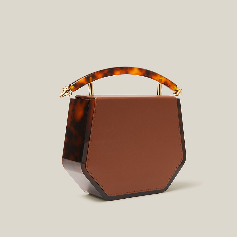 

Okhtein Brown Nazly Gold-Plated Leather Bag