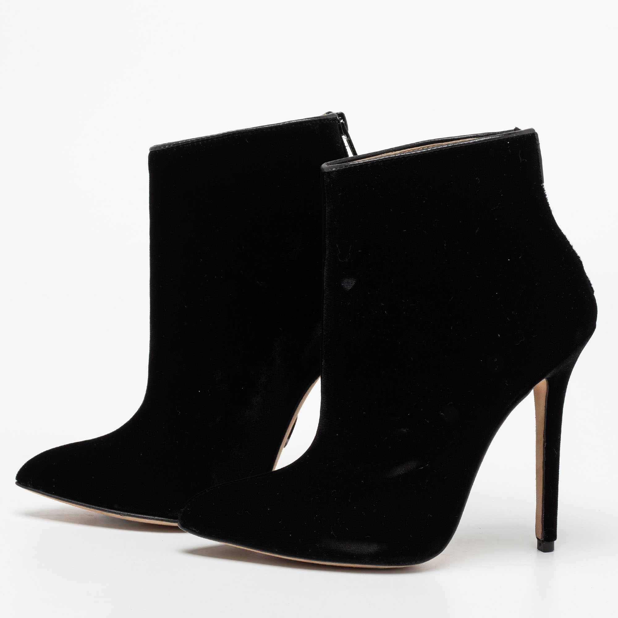 

Olcay Gulsen Black Velvet Pointed Toe Ankle Boots Size