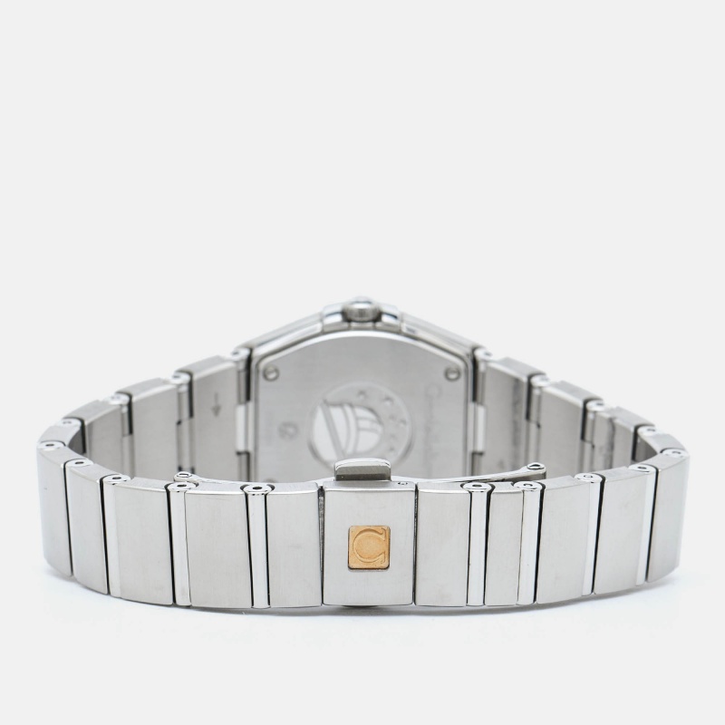 Omega White Mother Of Pearl Diamond Stainless Steel Constellation 123.15.24.60.55.006 Quartz Women`s Wristwatch 24 mm 