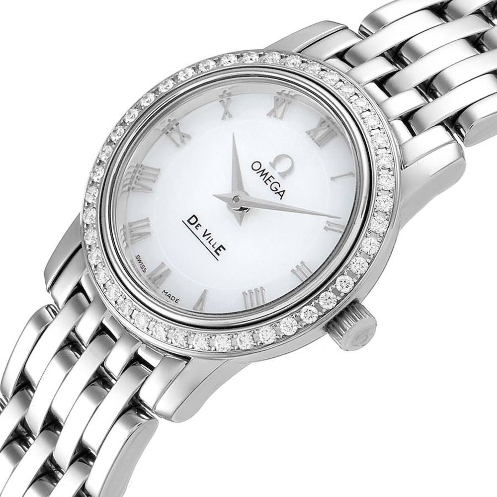 

Omega MOP Diamonds Stainless Steel DeVille 4575.71.00 Women's Wristwatch 22 MM, White