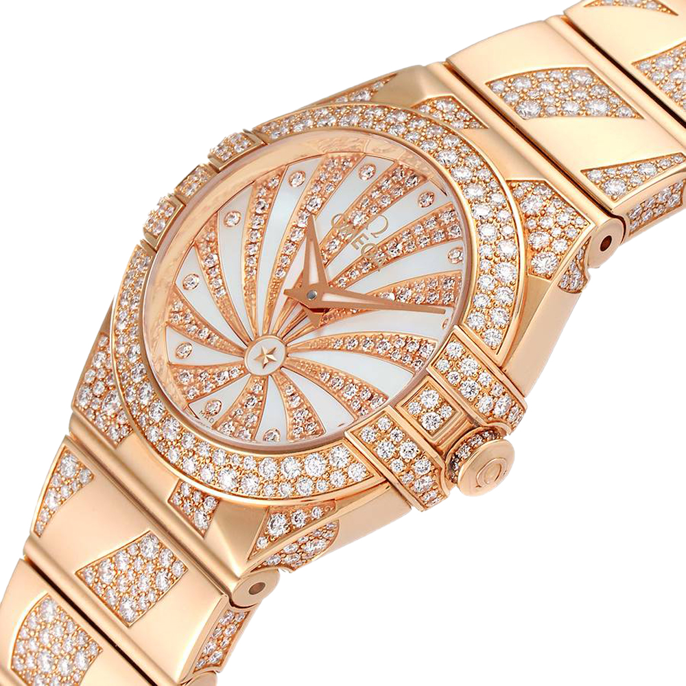 

Omega Diamond MOP 18K Rose Gold Constellation Diamond123.55.24.60.55.011 Women's Wristwatch, White