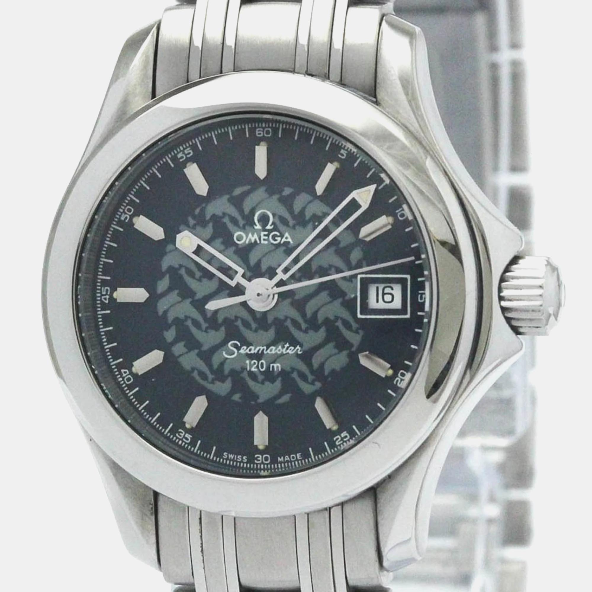 

Omega Blue Stainless Steel Seamaster 2580.80 Quartz Women's Wristwatch 26 mm