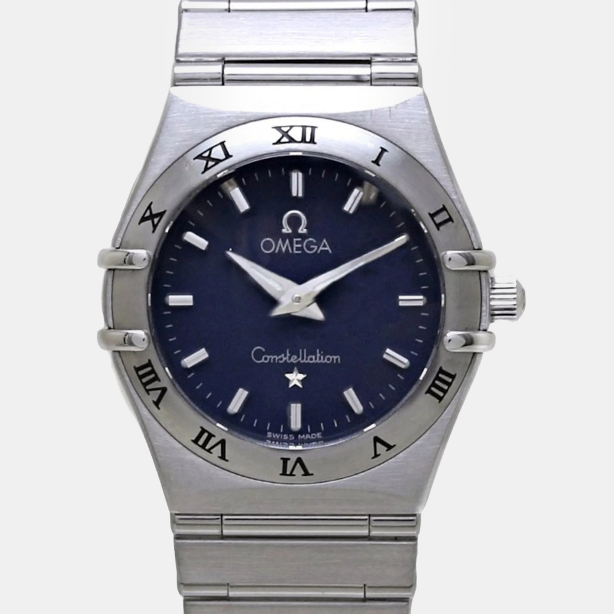

Omega Navy Blue Stainless Steel Constellation Quartz Women's Wristwatch 25 mm