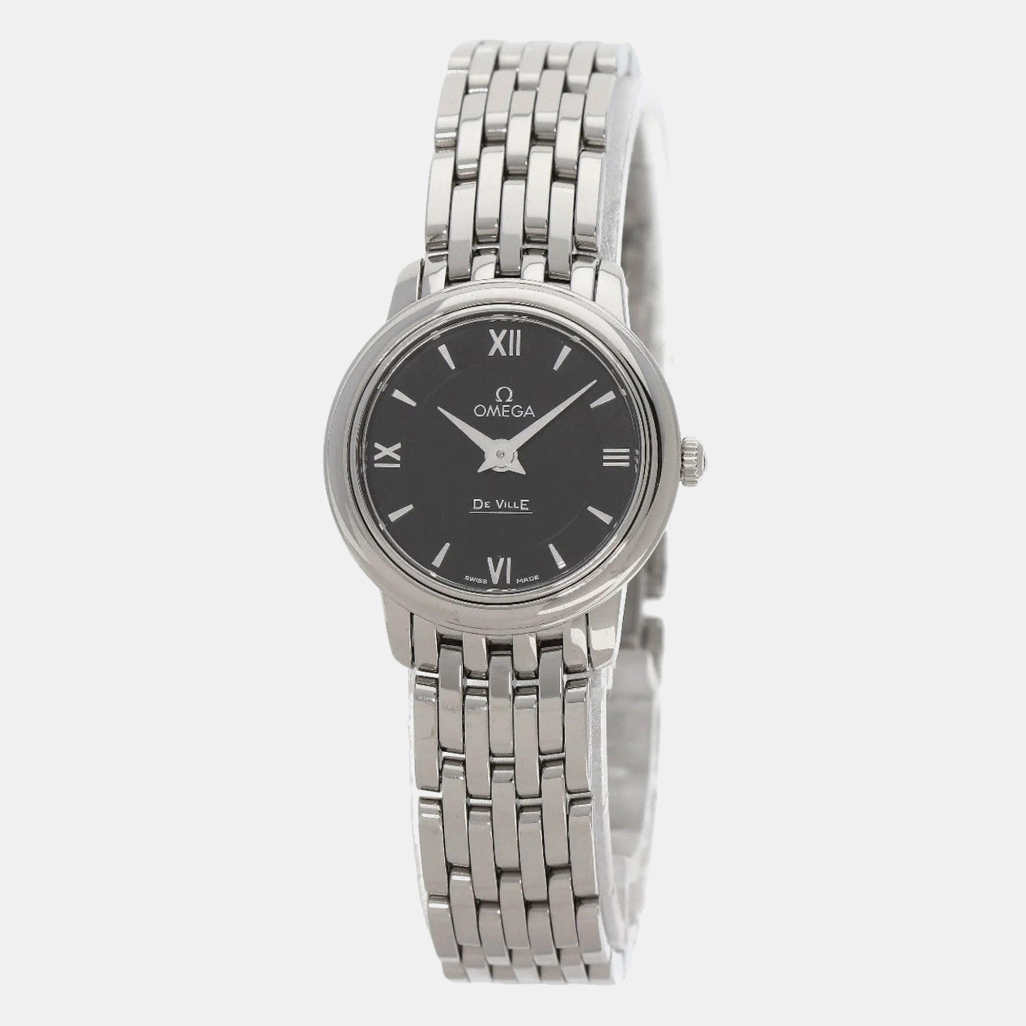 

Omega Black Stainless Steel De Ville Prestige Quartz Women's Wristwatch 24 mm