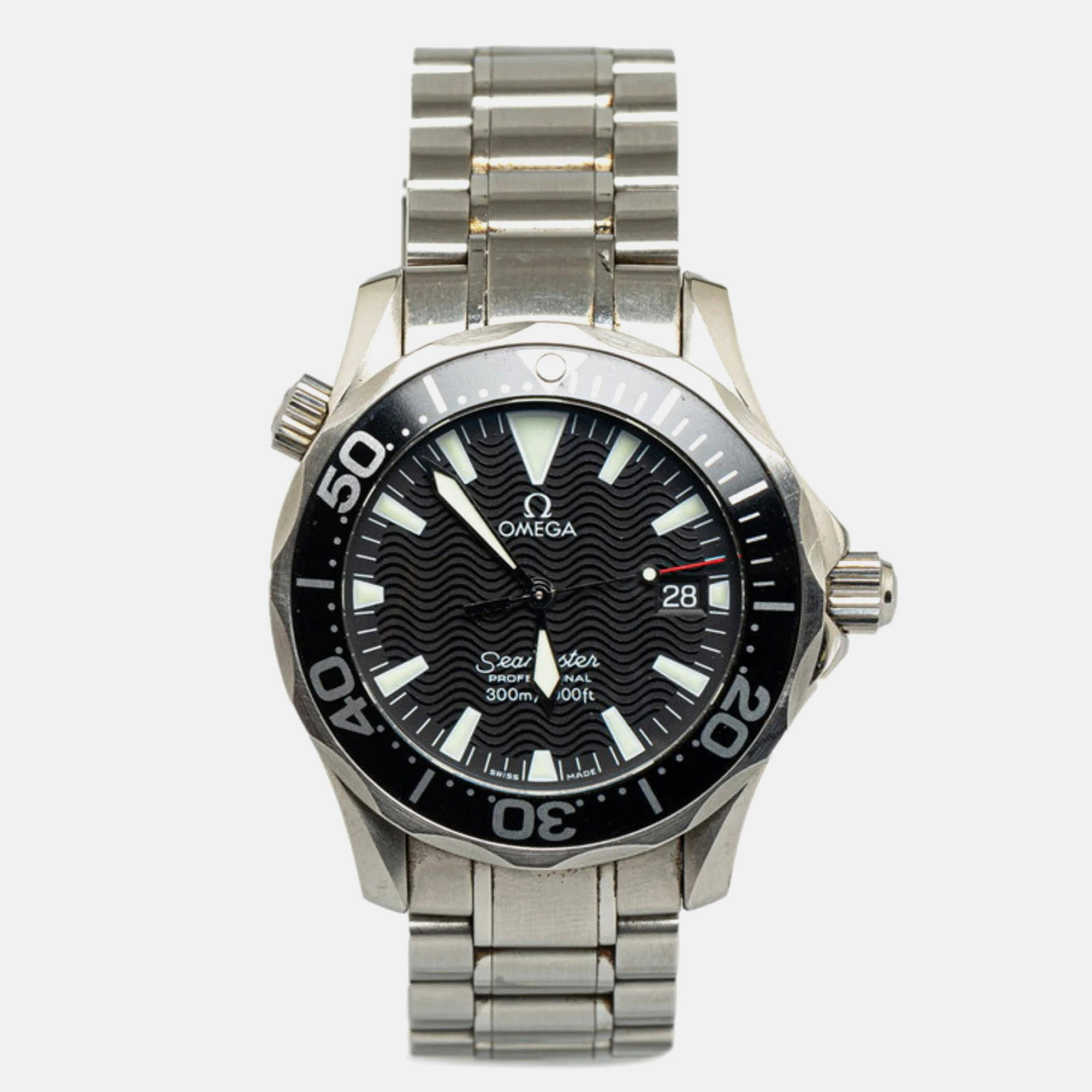 

Omega Black Stainless Steel Seamaster Quartz Women's Wristwatch 36 mm