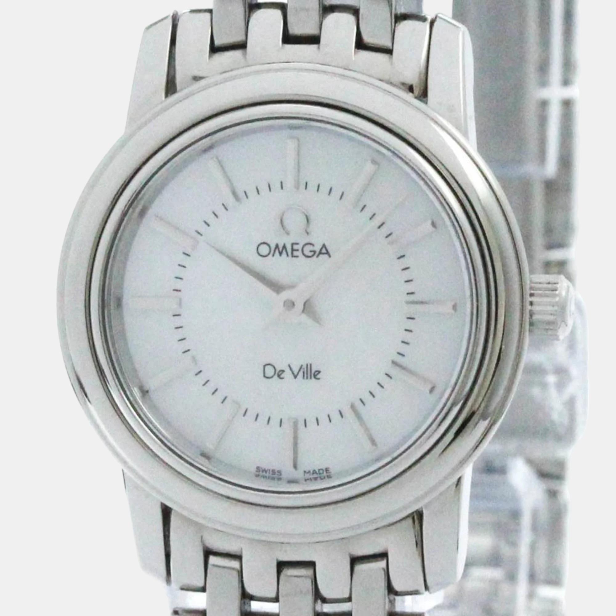 

Omega White Shell Stainless Steel De Ville Prestige 4570.72 Quartz Women's Wristwatch 22 mm