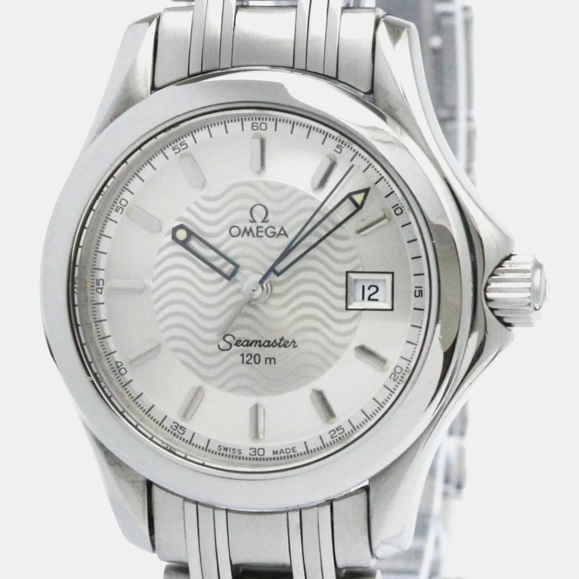 

Omega Silver Stainless Steel Seamaster Quartz Women's Wristwatch 29 mm