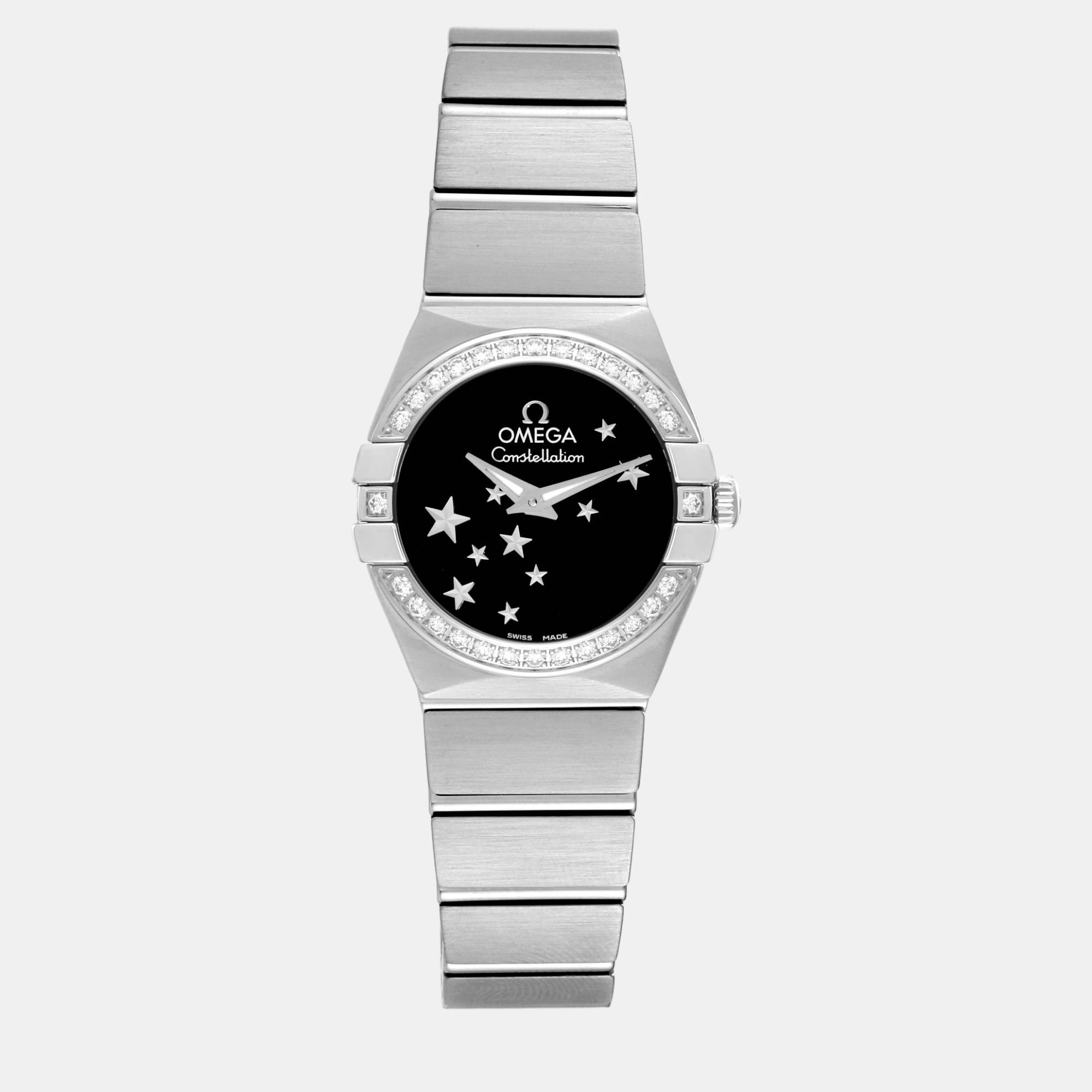 

Omega Black Stainless Steel Constellation 123.15.24.60.01.001 Quartz Women's Wristwatch 24 mm