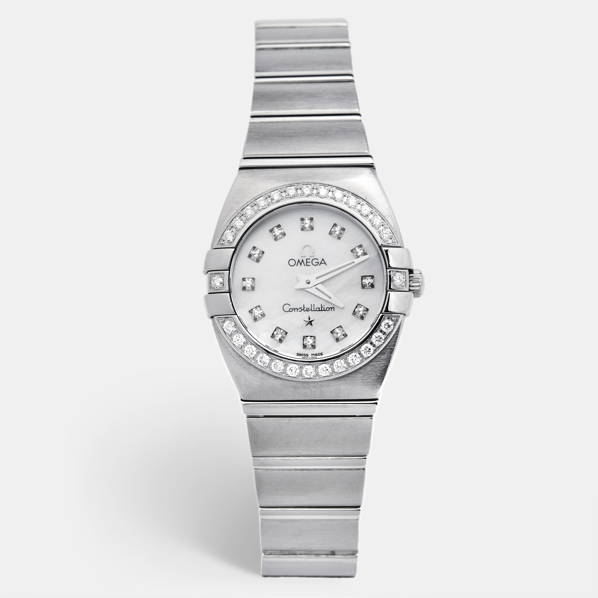 

Omega Mother Of Pearl Stainless Steel Diamond Constellation Double Eagle, Silver