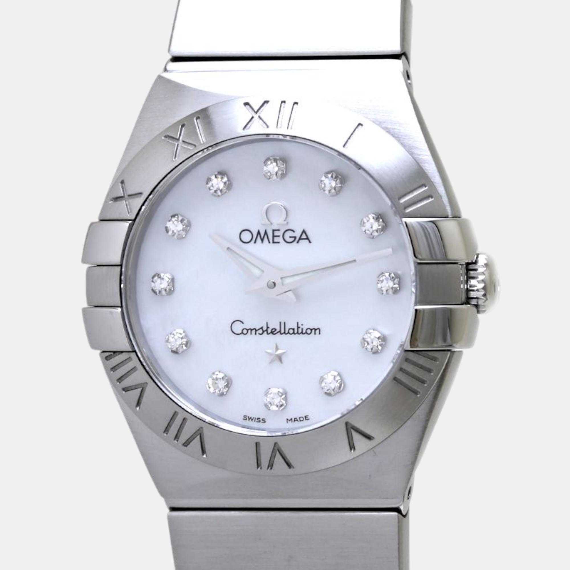 

Omega Silver Stainless Steel Diamond Constellation 123.10.24.60.55.001 Quartz Women's Wristwatch 24 mm