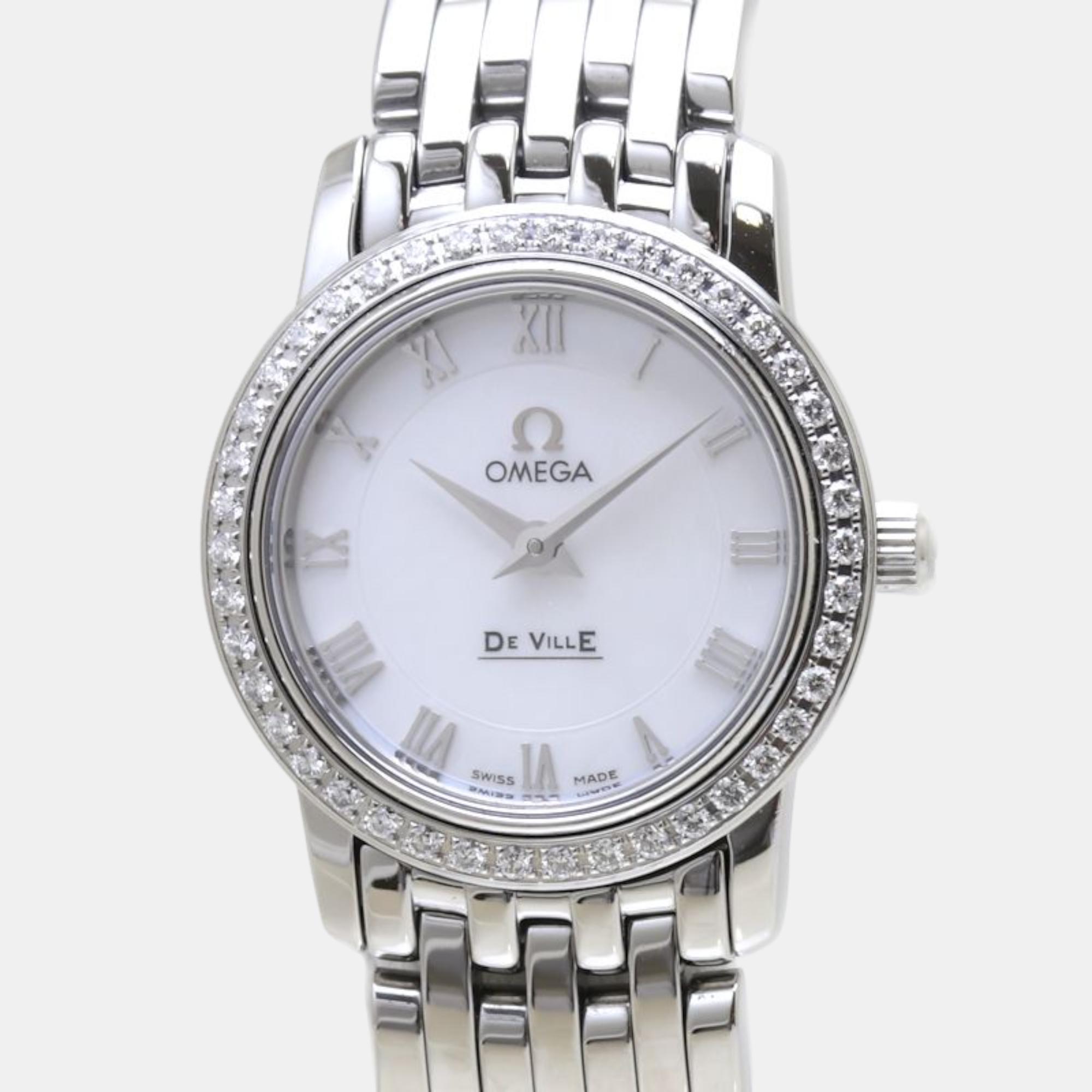 

Omega White Stainless Steel De Ville Prestige 4575.71.00 Quartz Women's Wristwatch 22 mm