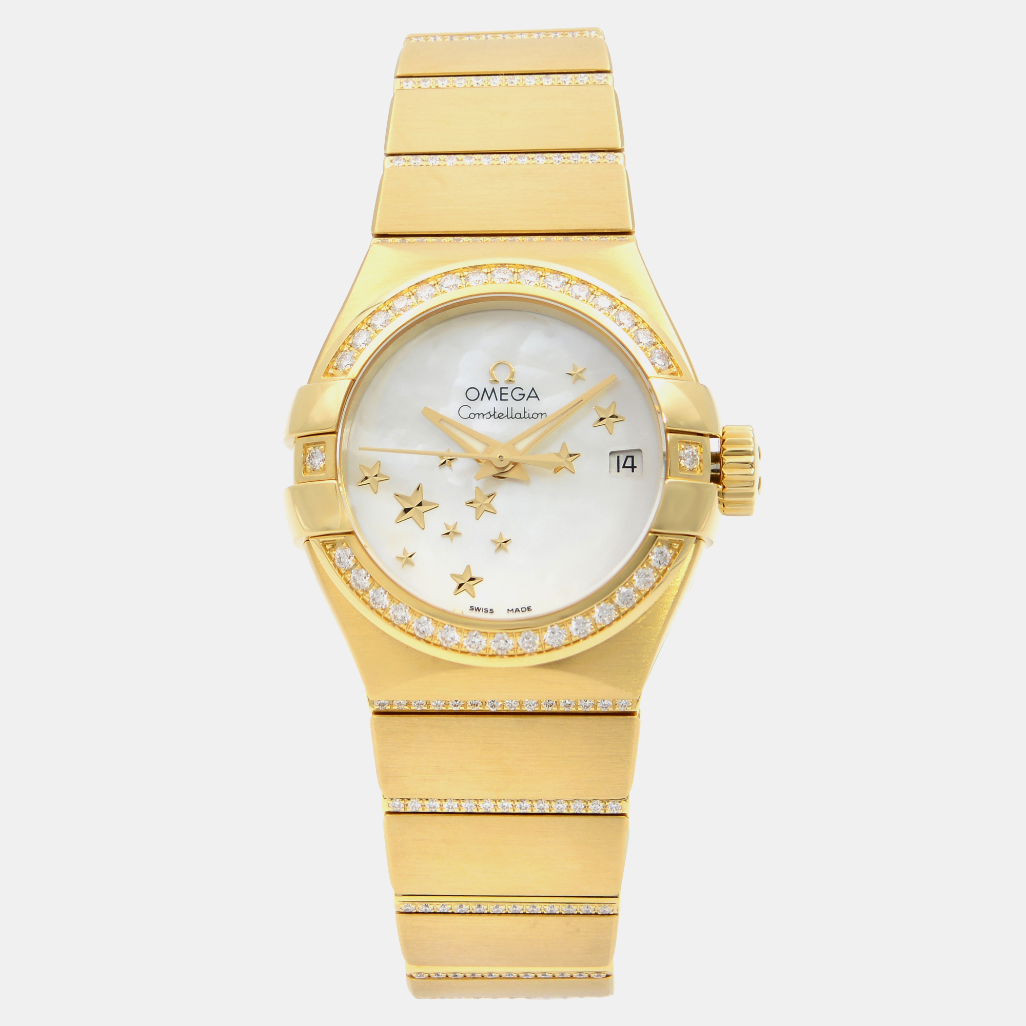 

Omega White 18K Gold Constellation 123.55.27.20.05.002 Automatic Women's Wristwatch 27 mm, Silver