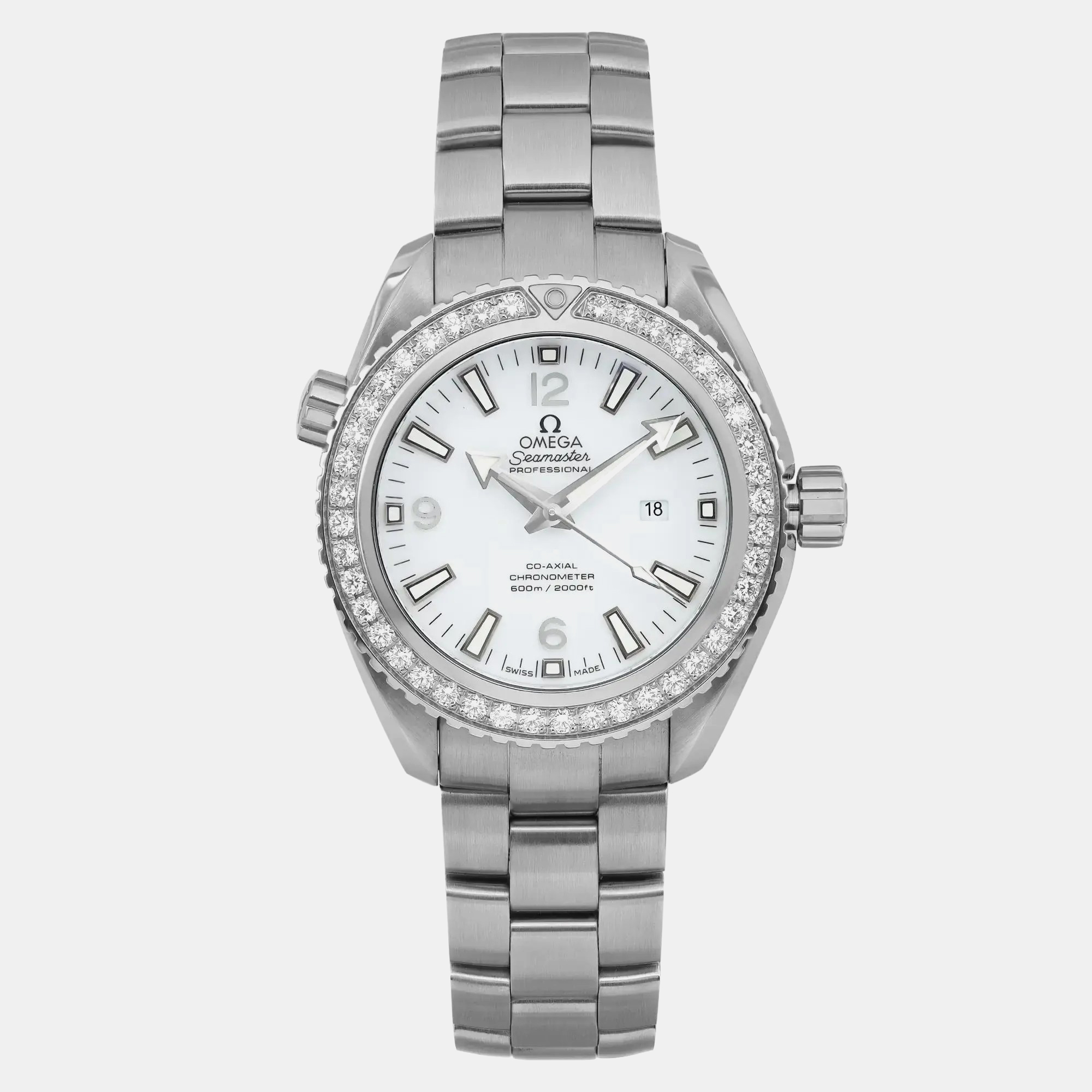 

Omega Seamaster Planet Ocean Steel Diamond White Dial Wristwatch