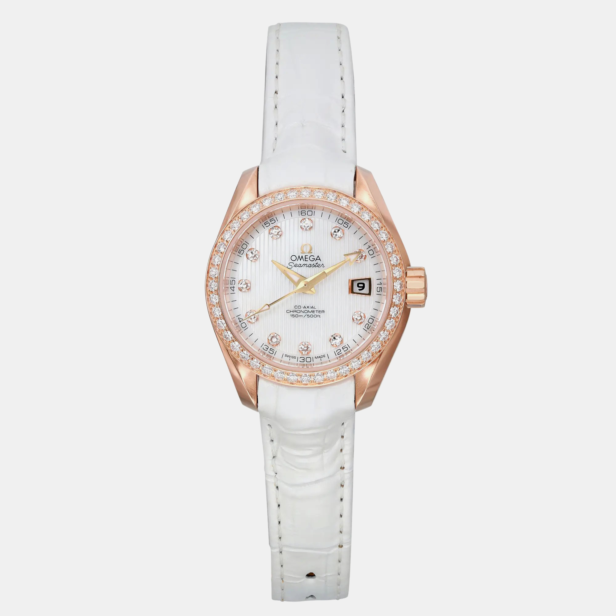 

Omega White 18K Rose Gold Seamaster Aqua Terra 231.58.30.20.55.001 Automatic Women's Wristwatch