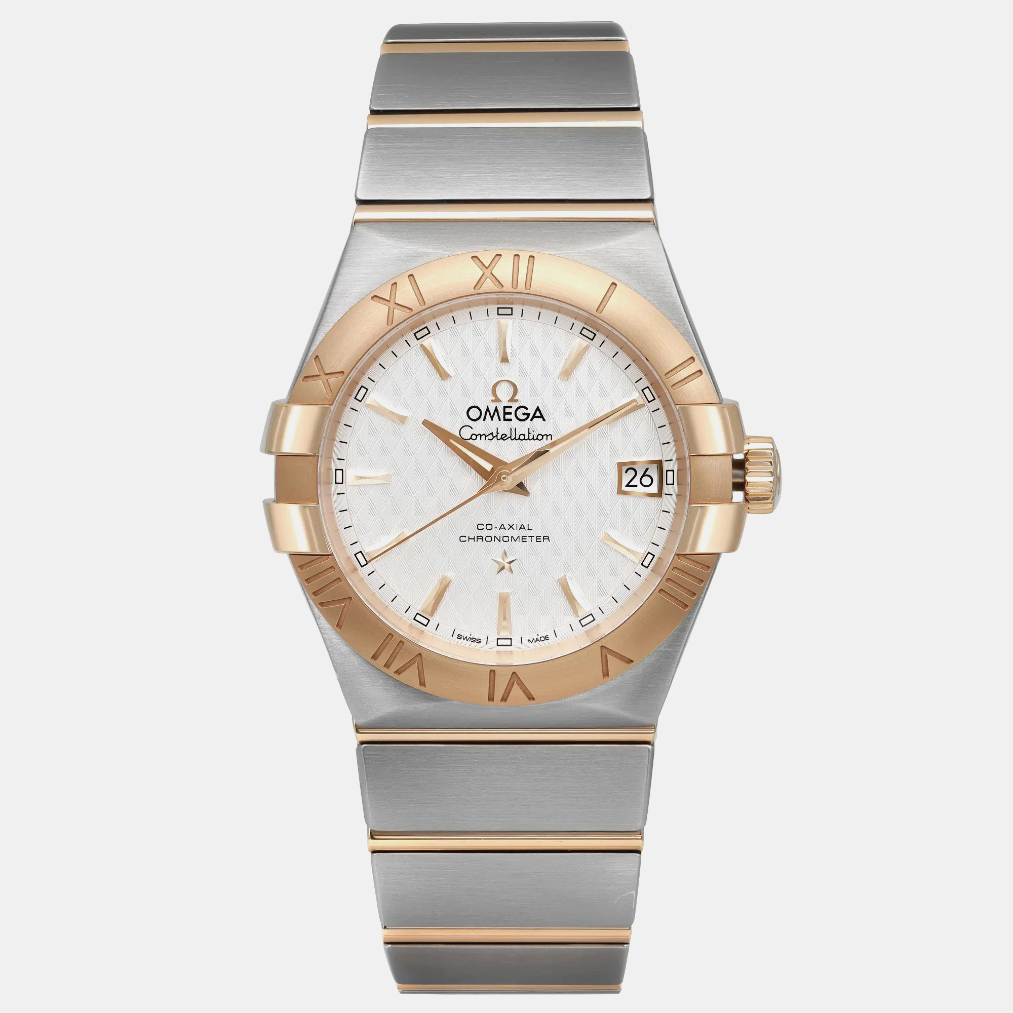 

Omega White 18K Gold Stainless Steel Constellation 123.20.35.20.02.006 Automatic Women's Wristwatch, Silver