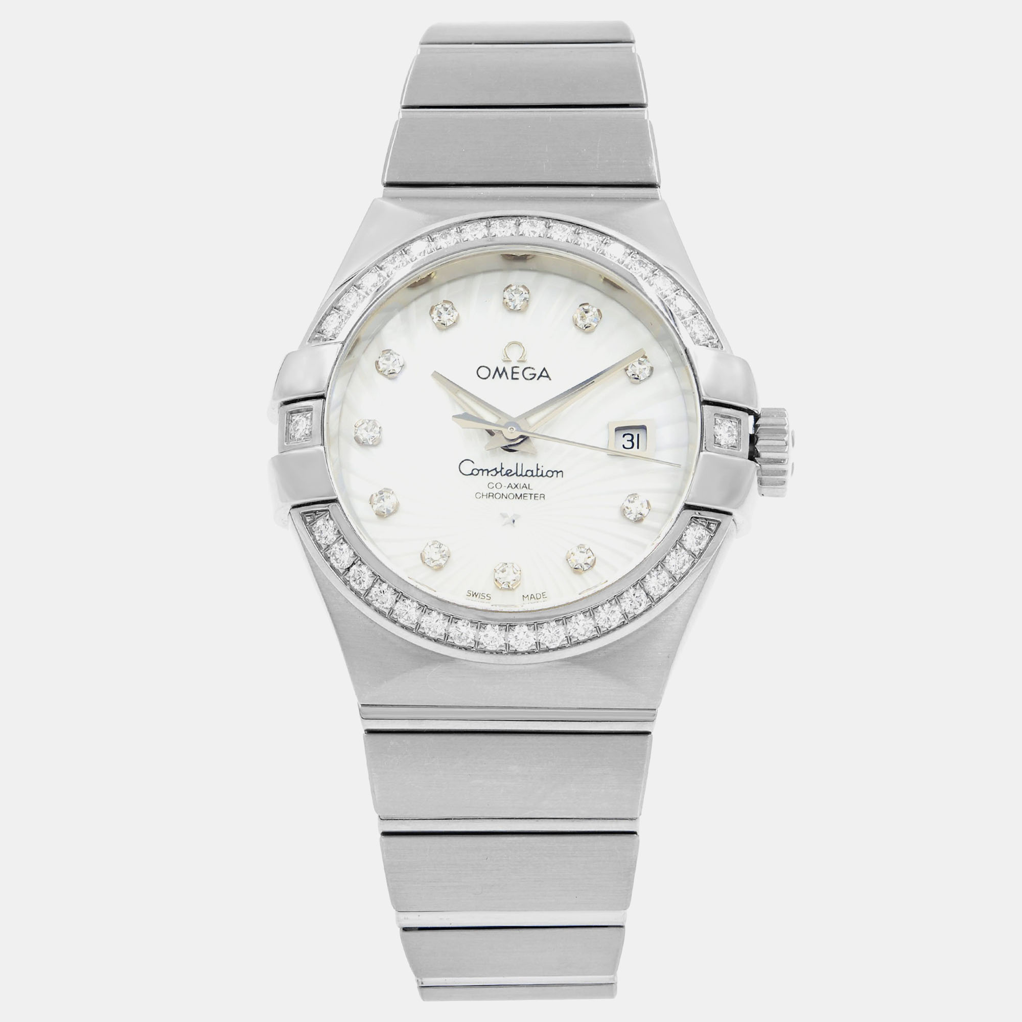 

Omega Constellation Silver Diamond White Gold Ladies Watch 31 mm