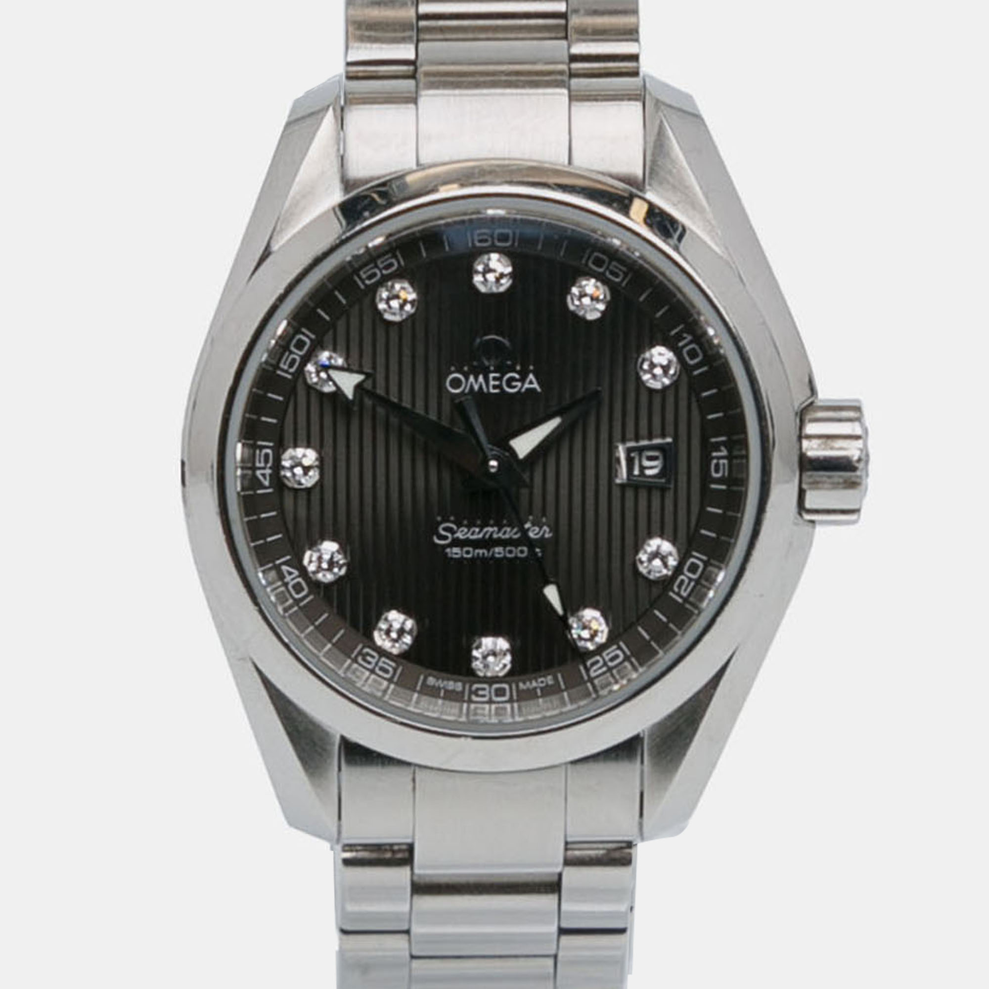Pre-owned Omega Seamaster Aqua Terra Quartz Women Watch 30 Mm In Gray