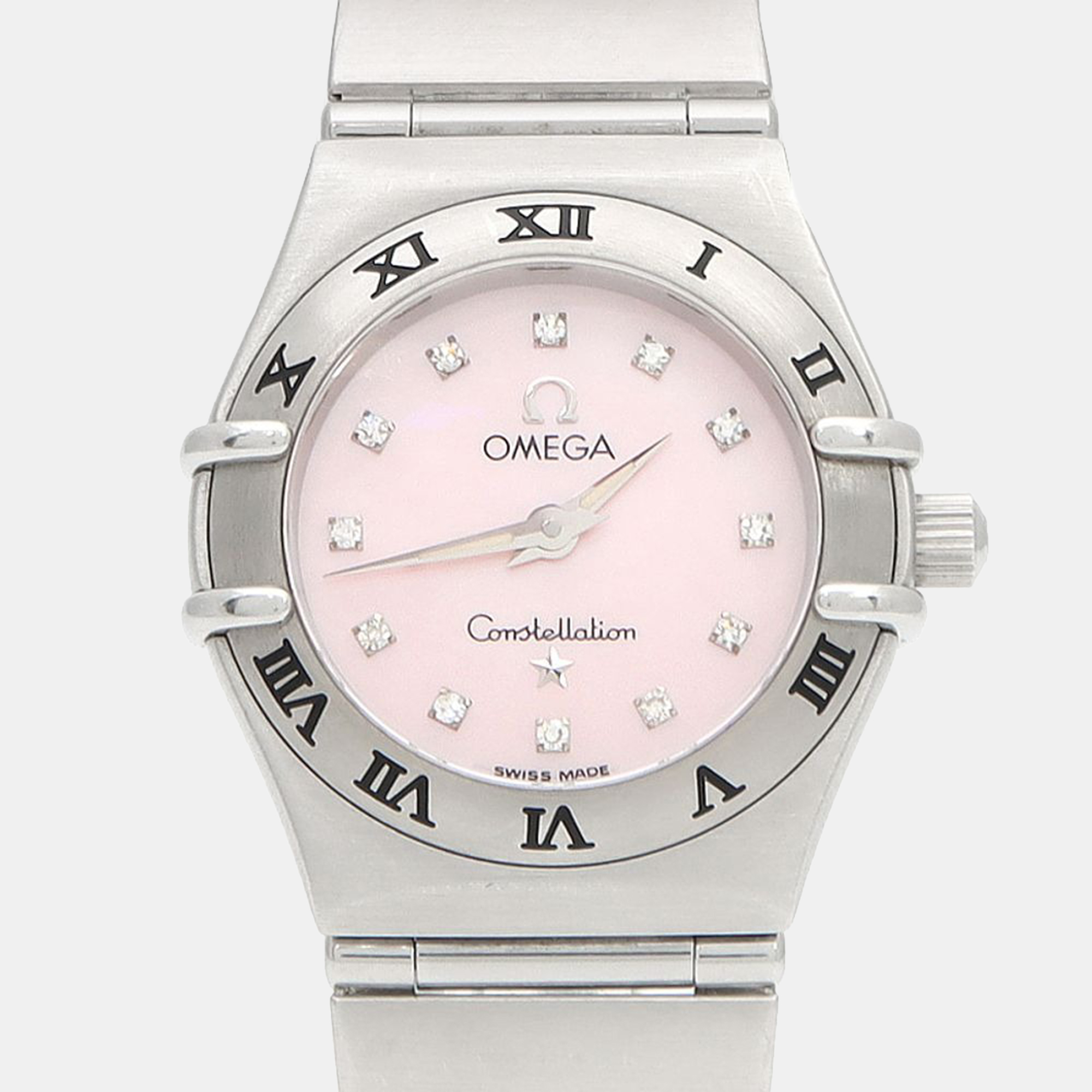

Omega Constellation Quartz MOP Diamond Stainless Steel Womens Wristwatch 22.5 mm, Pink