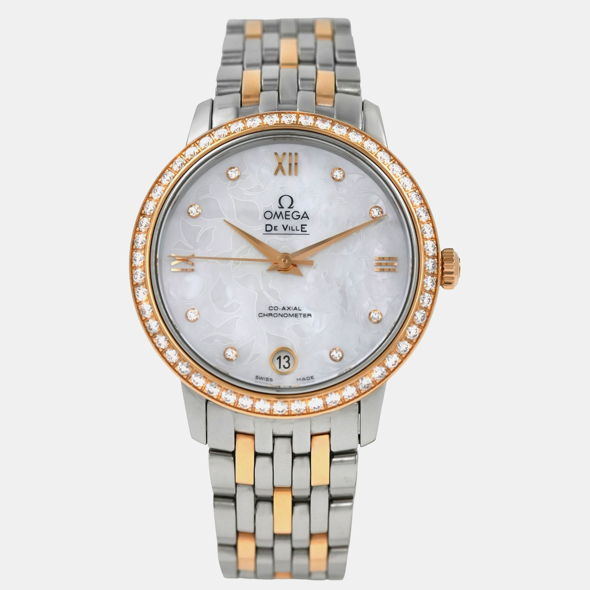 

Omega Prestige 424.25.33.20.55.003 Automatic White diamonds 18k yellow gold stainless steel Women's Wristwatch 32.7 mm