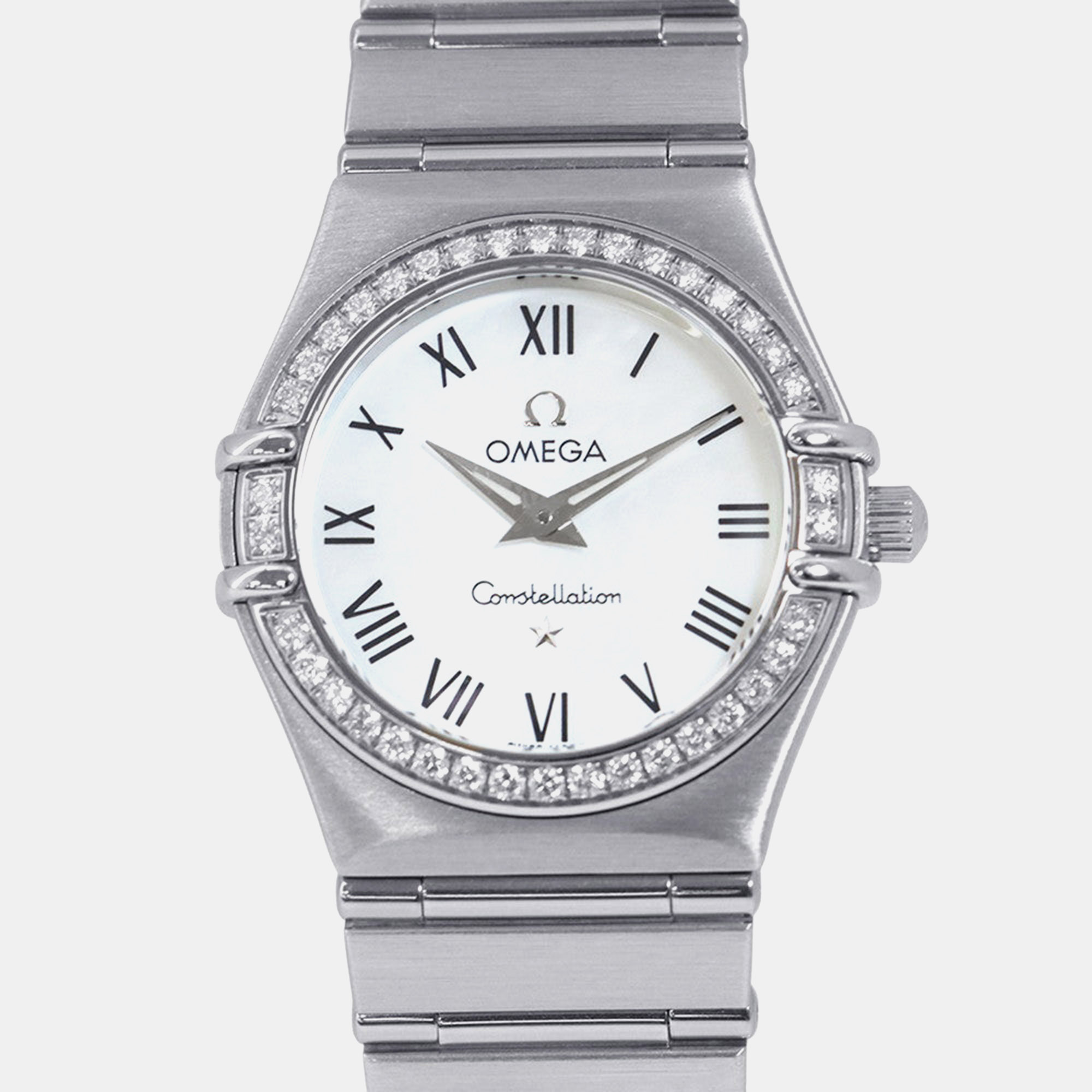 Omega Constellation 1476.61 Quartz White Shell Stainless Steel Women’s Wristwatch 25.5 mm