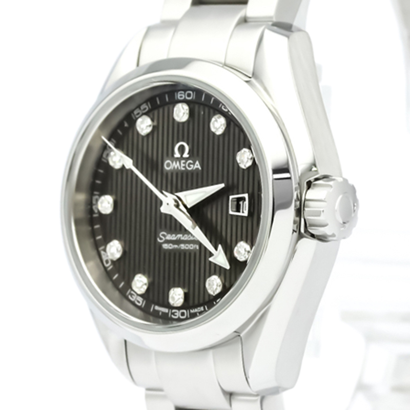 Omega Black Stainless Steel Seamaster Women's Wristwatch ...