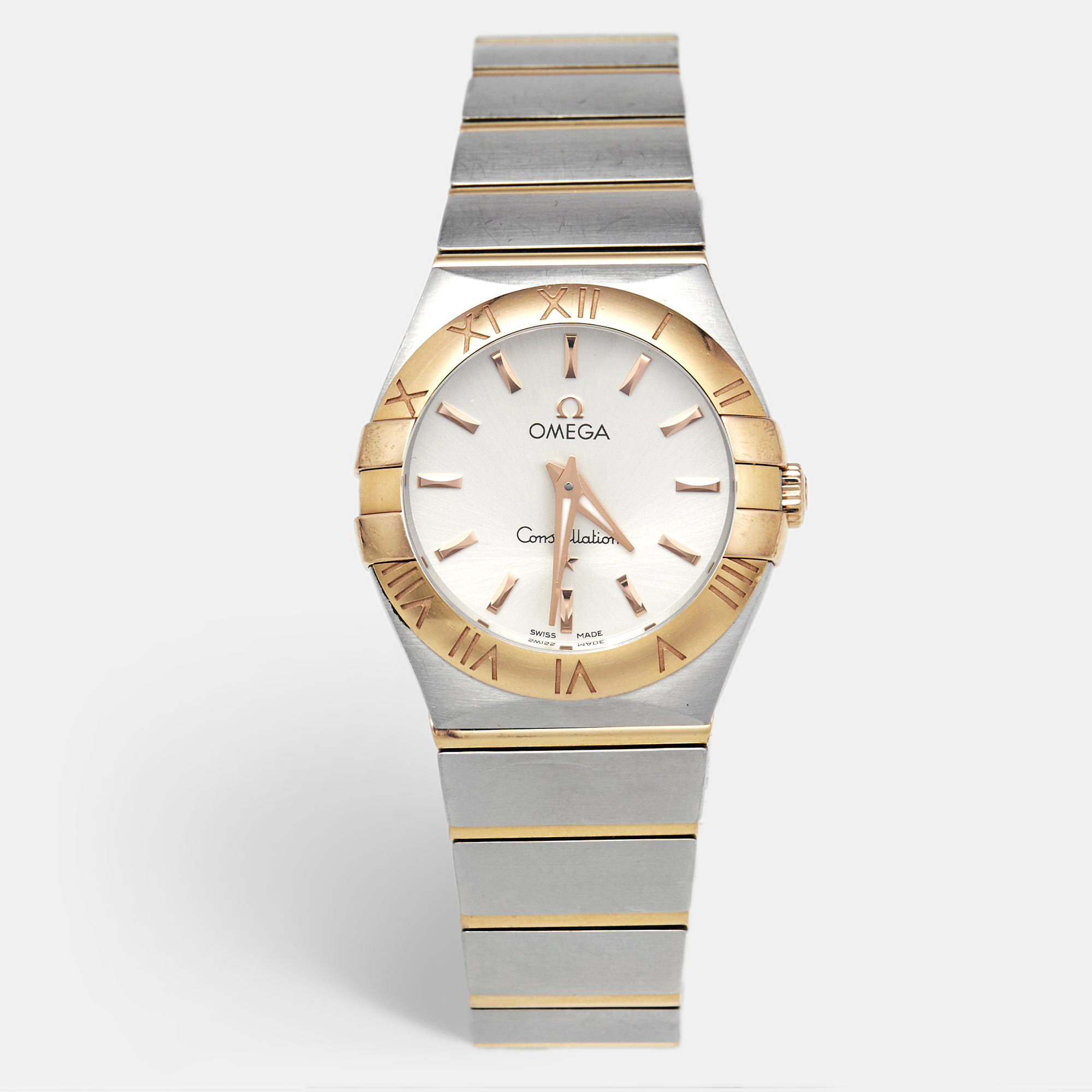 Omega Constellation 123.20.27.60.02.001 Silver Dial 18k Rose Gold Stainless Steel Women’s Wristwatch 27 mm