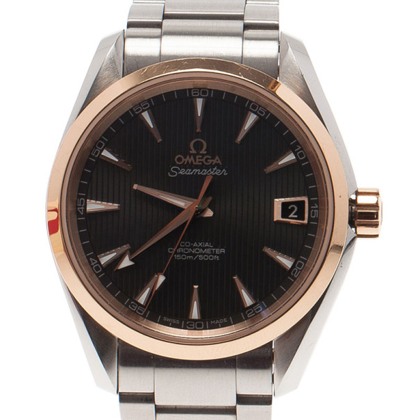 Omega Black Stainless Steel Seamaster Aqua Terra Women's Wristwatch 38MM