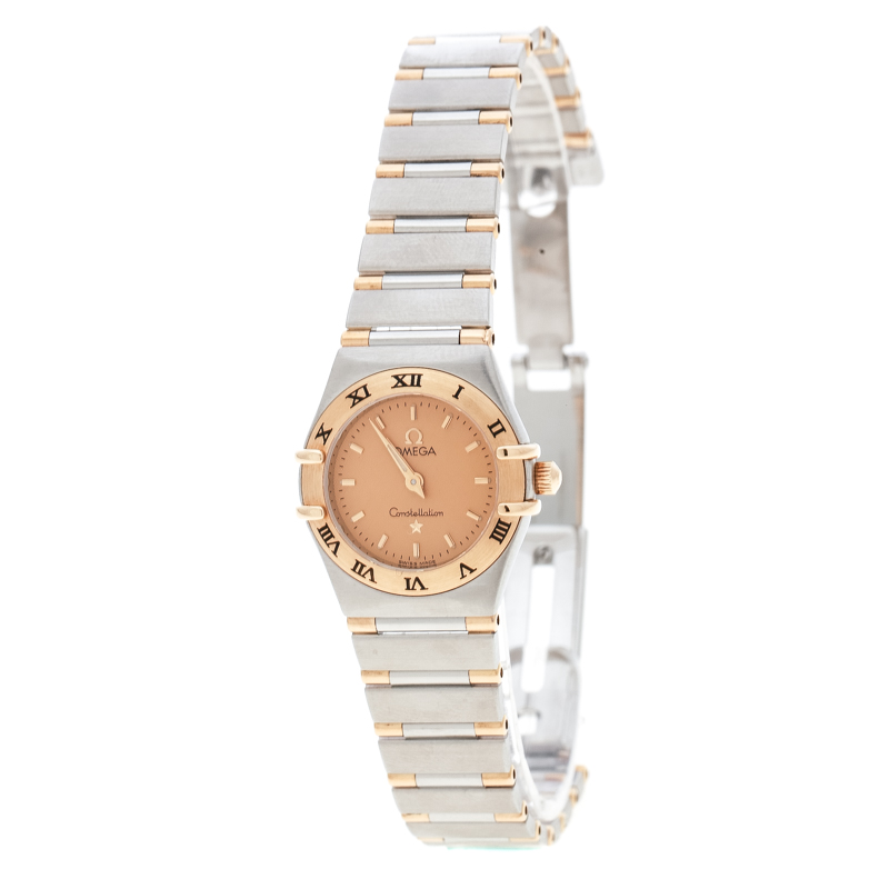 Omega Gold 18K Yellow Gold and Stainless Steel Constellation 795.1203 Women's Wristwatch 22 mm