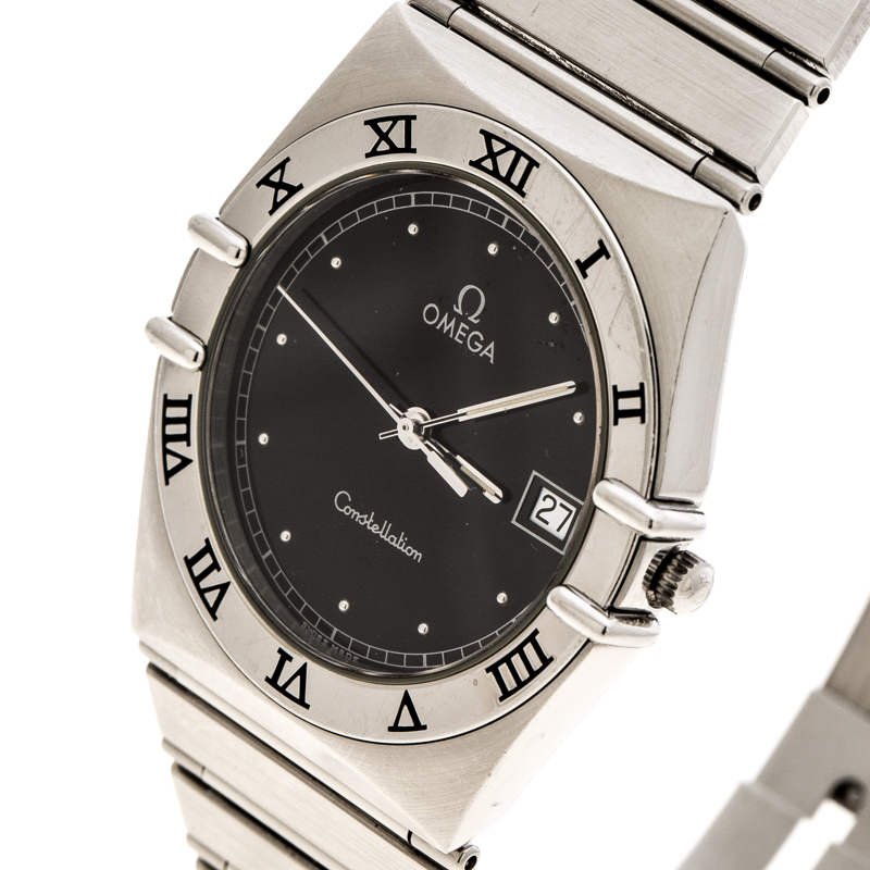 Omega Black Stainless Steel Constellation 396.1070.1 Women's Wristwatch 32 mm Omega TLC