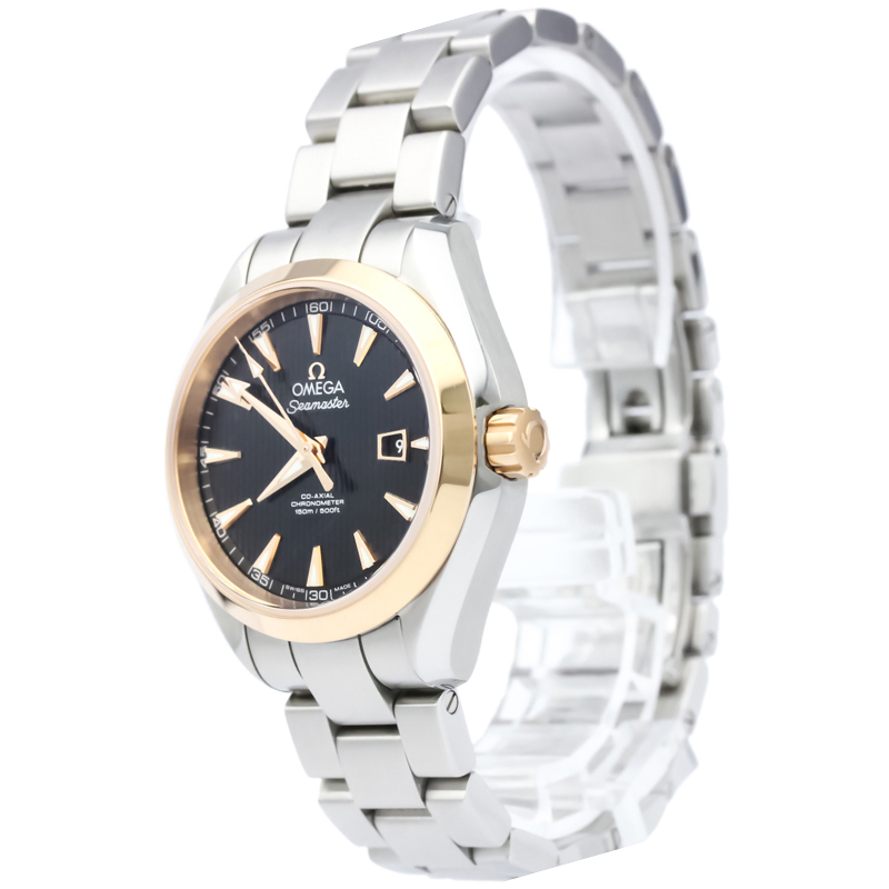 Omega Black 18K Rose Gold and Stainless Steel Seamaster Aqua Terra Women's Wristwatch 34MM