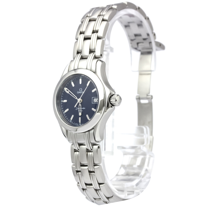 Omega Blue Stainless Steel Seamaster Women's Wristwatch 26MM